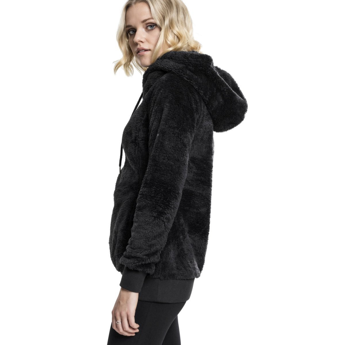 Urban Classics Ladies - TEDDY Hoody noir