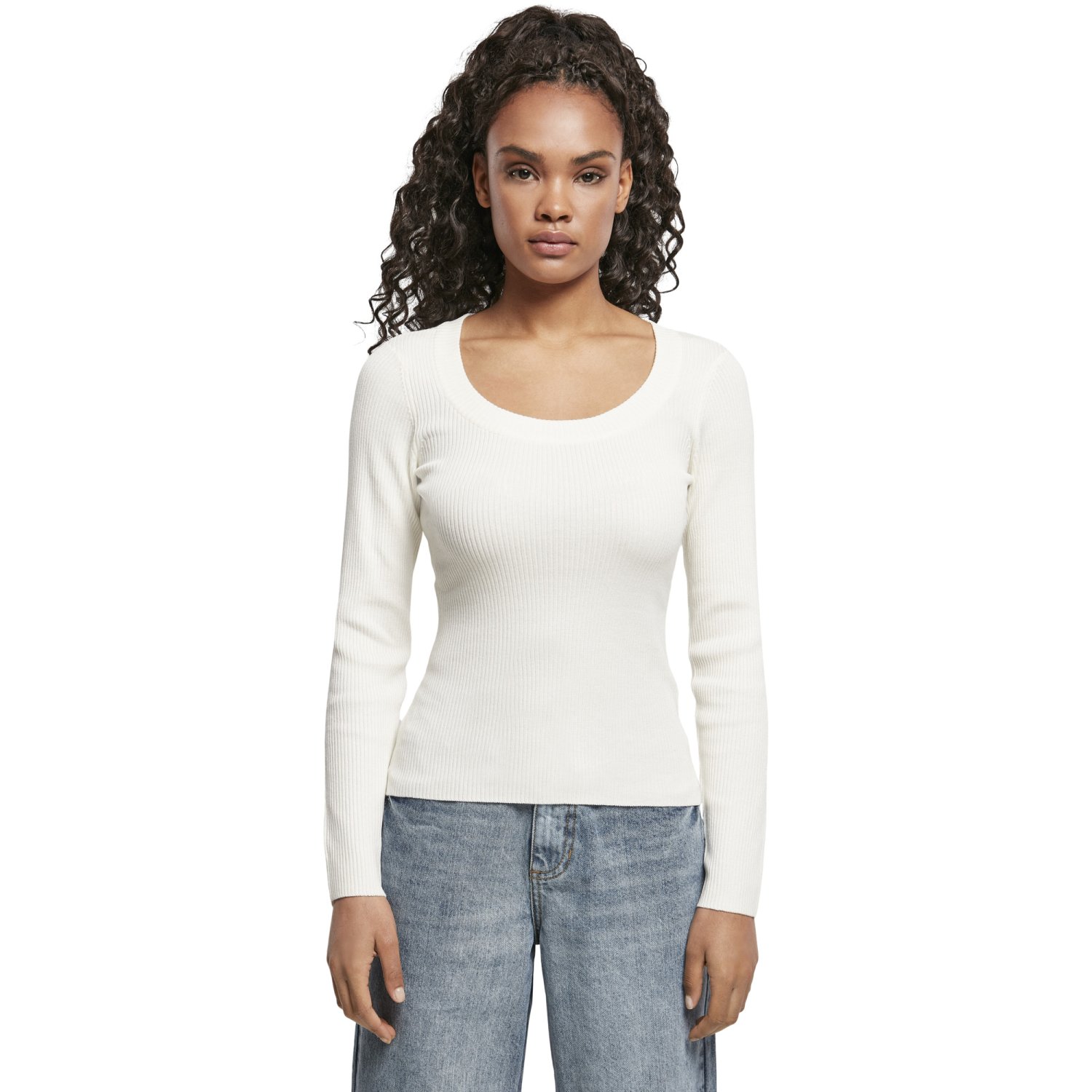 Urban Classics Ladies - Wide Neckline Sweater sand
