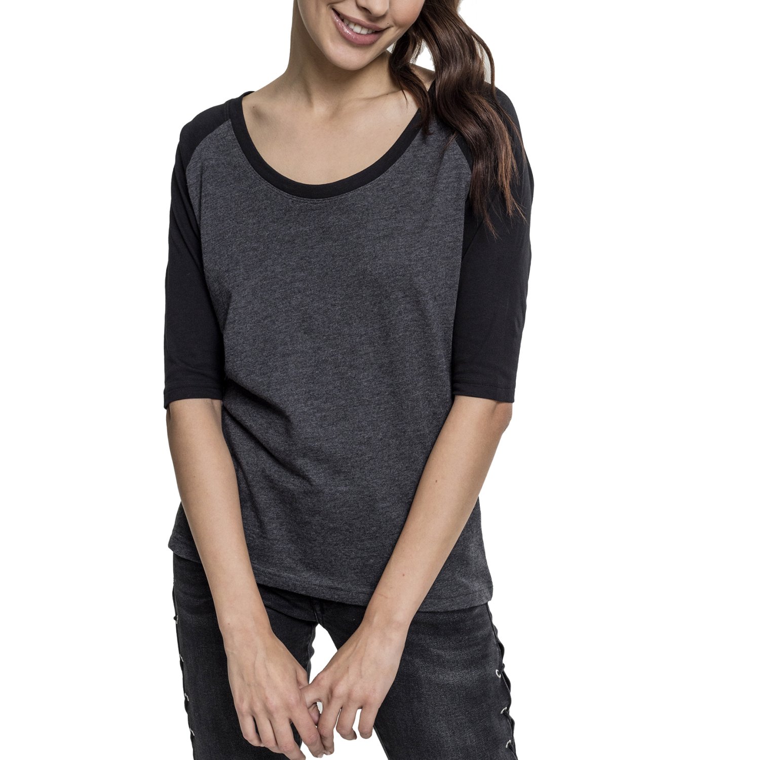Urban Classics Ladies - 3/4 RAGLAN Longsleeve charcoal