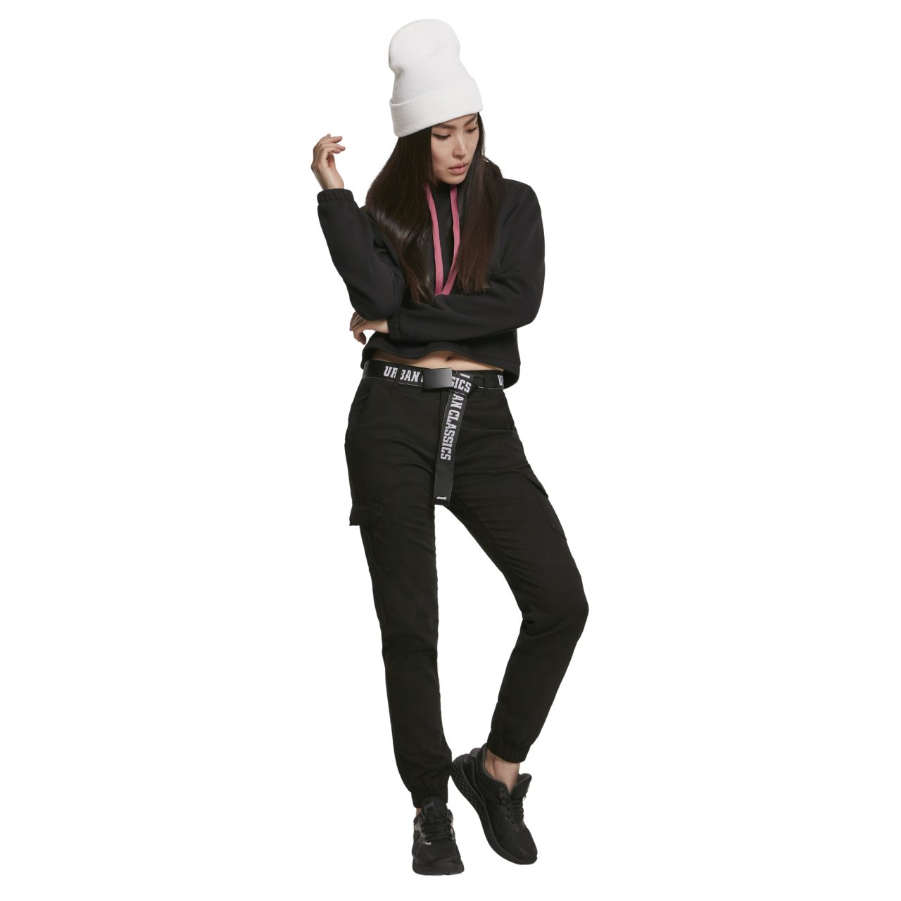 Urban Classics Ladies - Contrast Drawstring Hoody noir