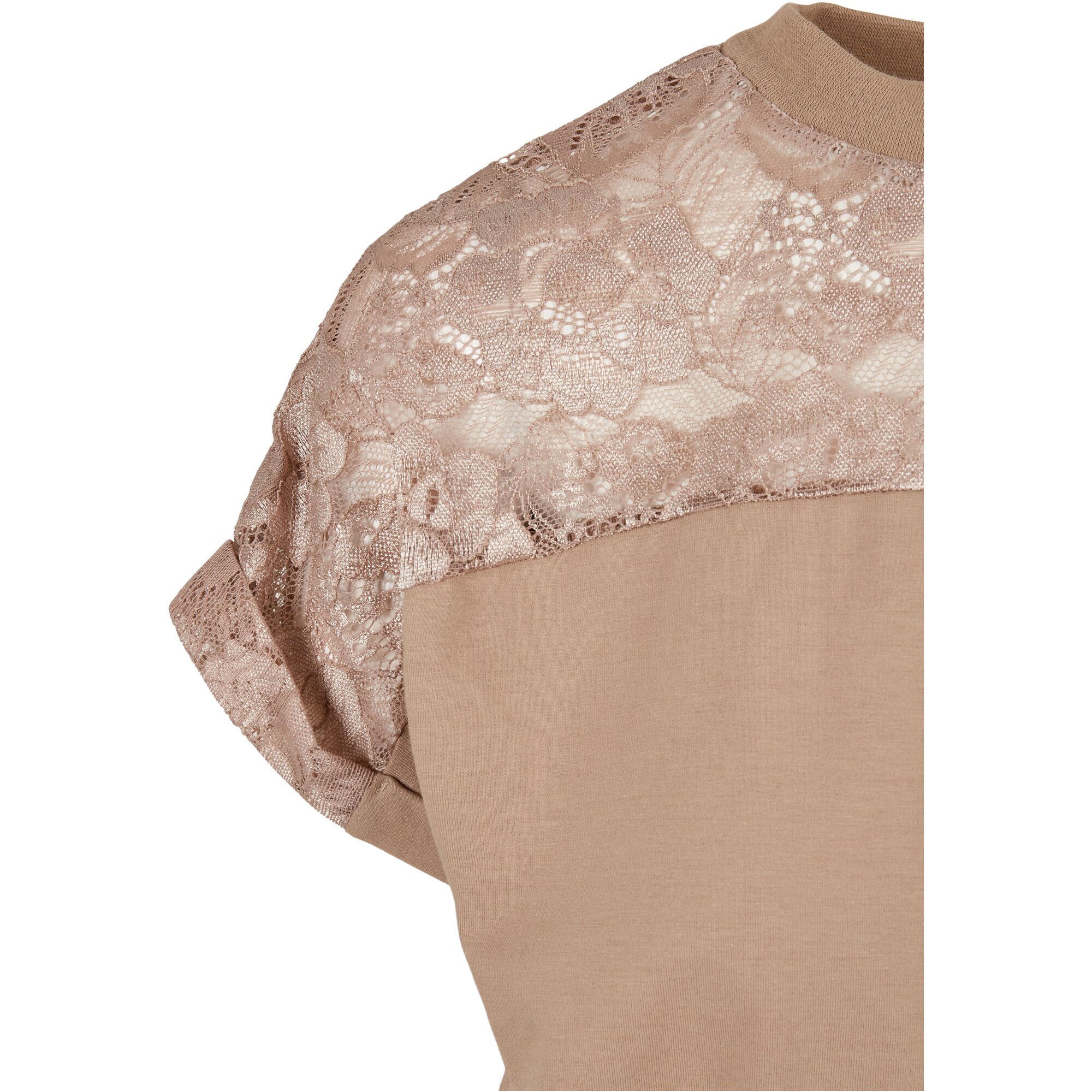 Urban Classics Ladies - Short Oversized Lace Top taupe