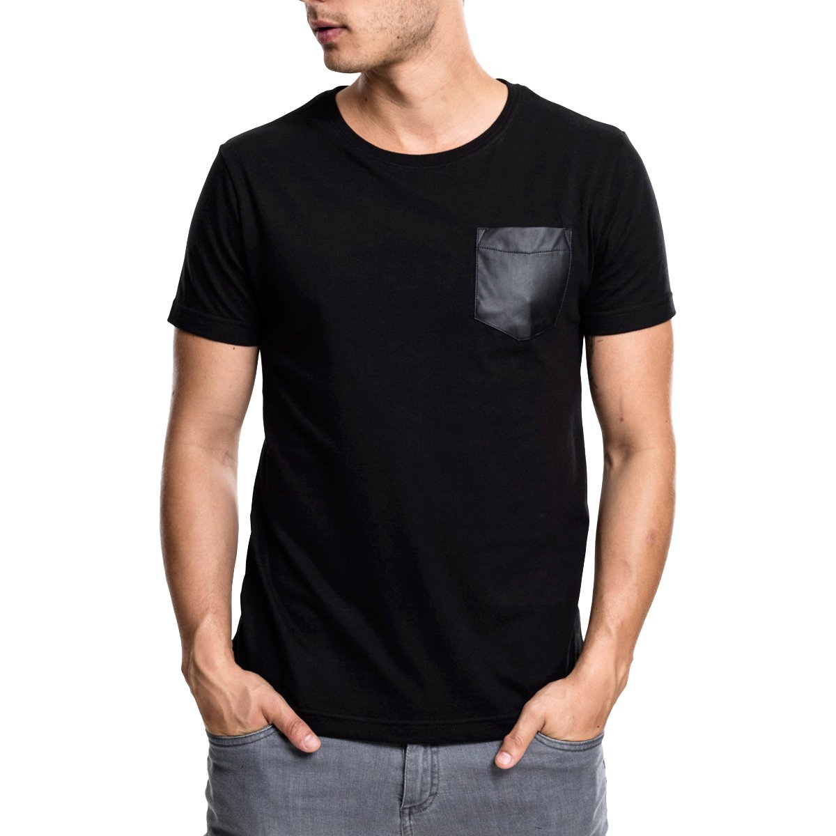 Urban Classics - SLUB Similicuir POCKET Shirt noir