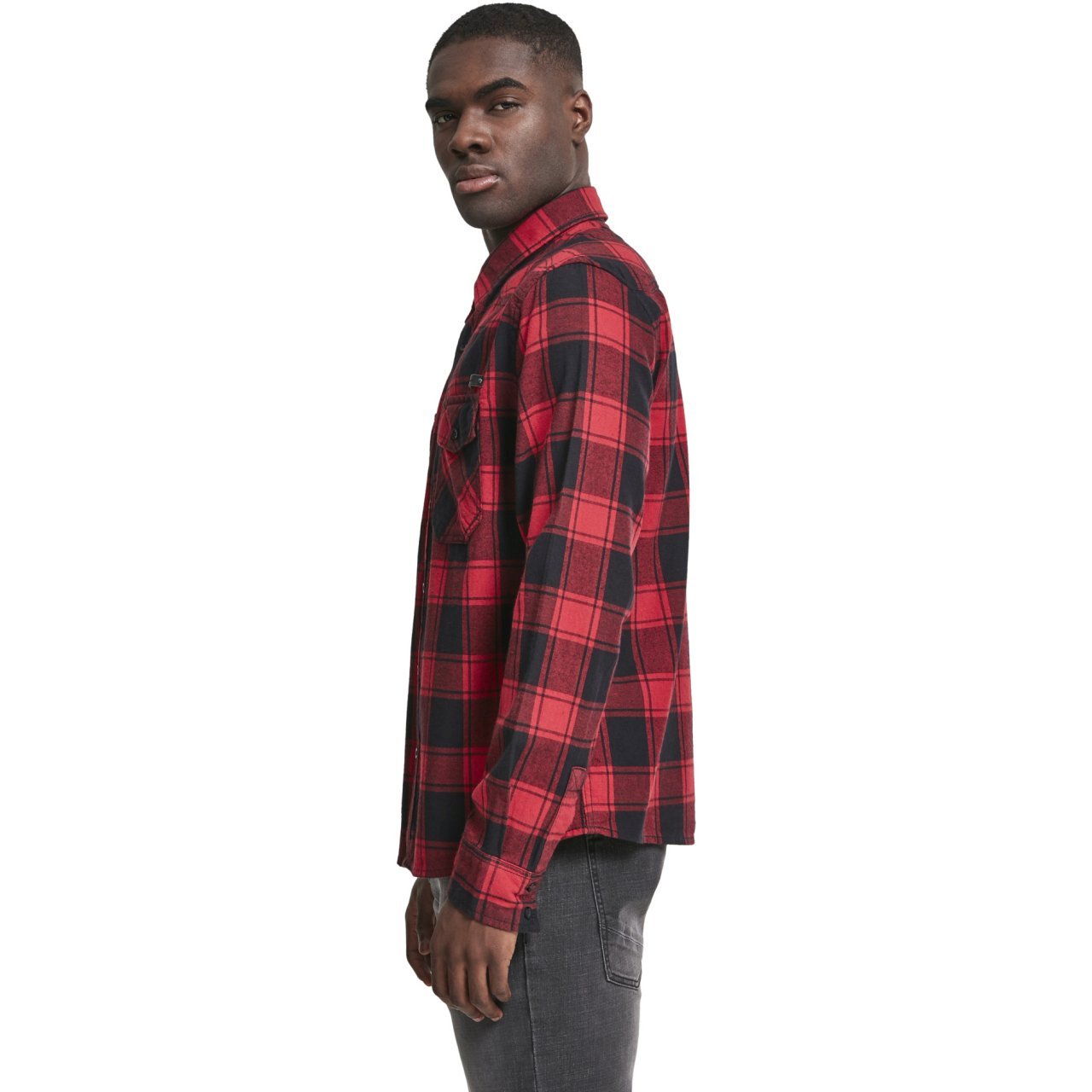 Brandit - CHECKED FLANELL Shirt black / red