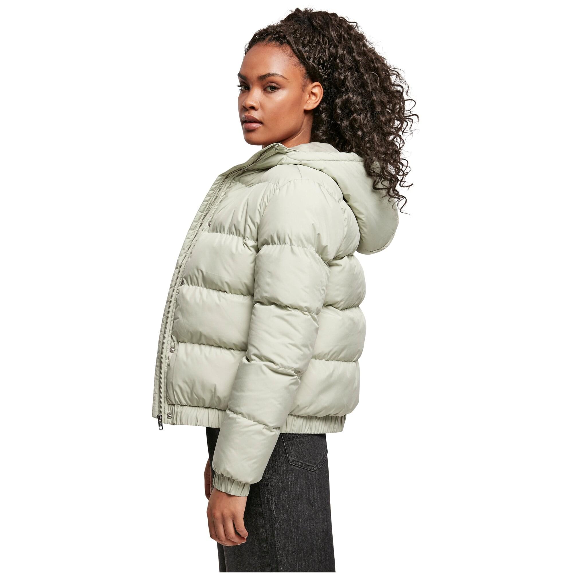 Urban Classics Femme - Hooded Puffer Veste d'hiver salvia