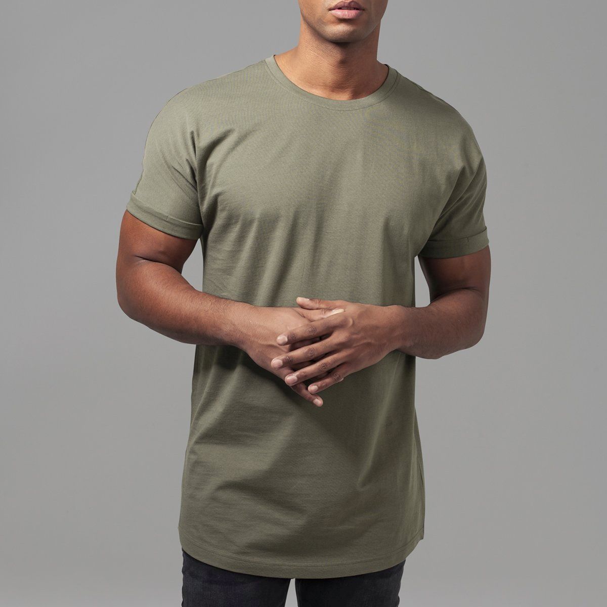 Urban Classics - SHAPED Long Turnup Tee olive