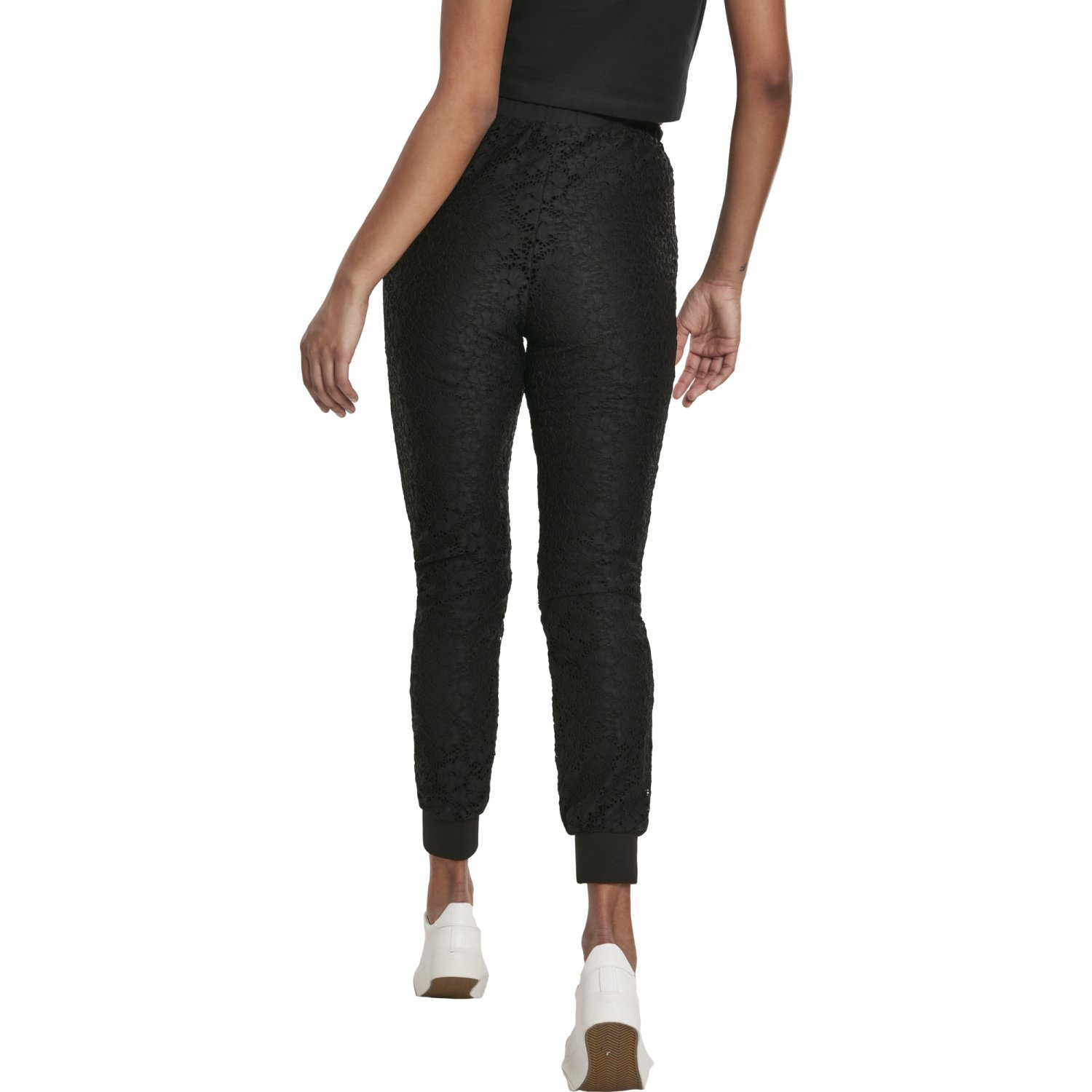 Urban Classics Ladies - Lace Jersey Jog Pantalon noir