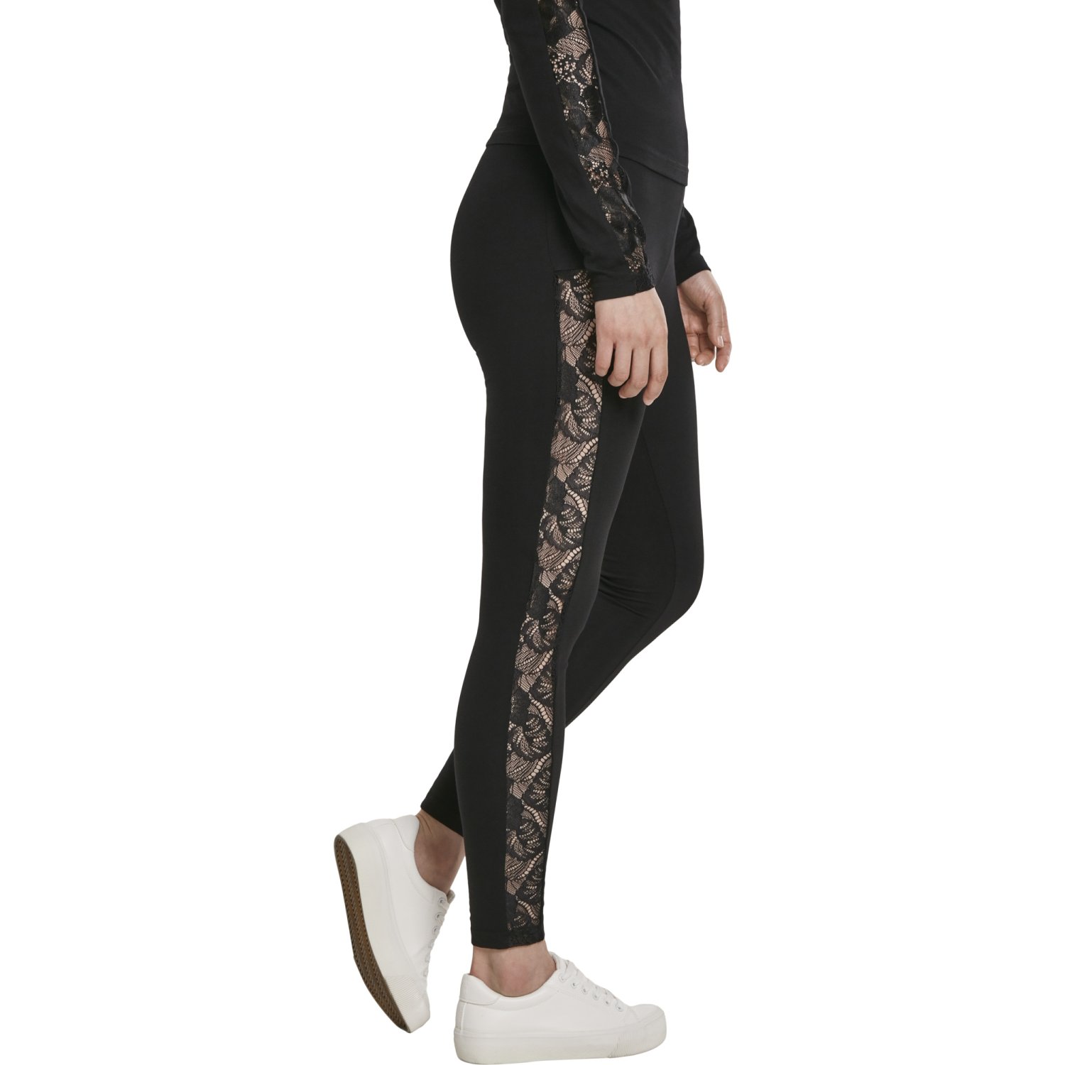 Urban Classics Ladies - LACE Leggings noir