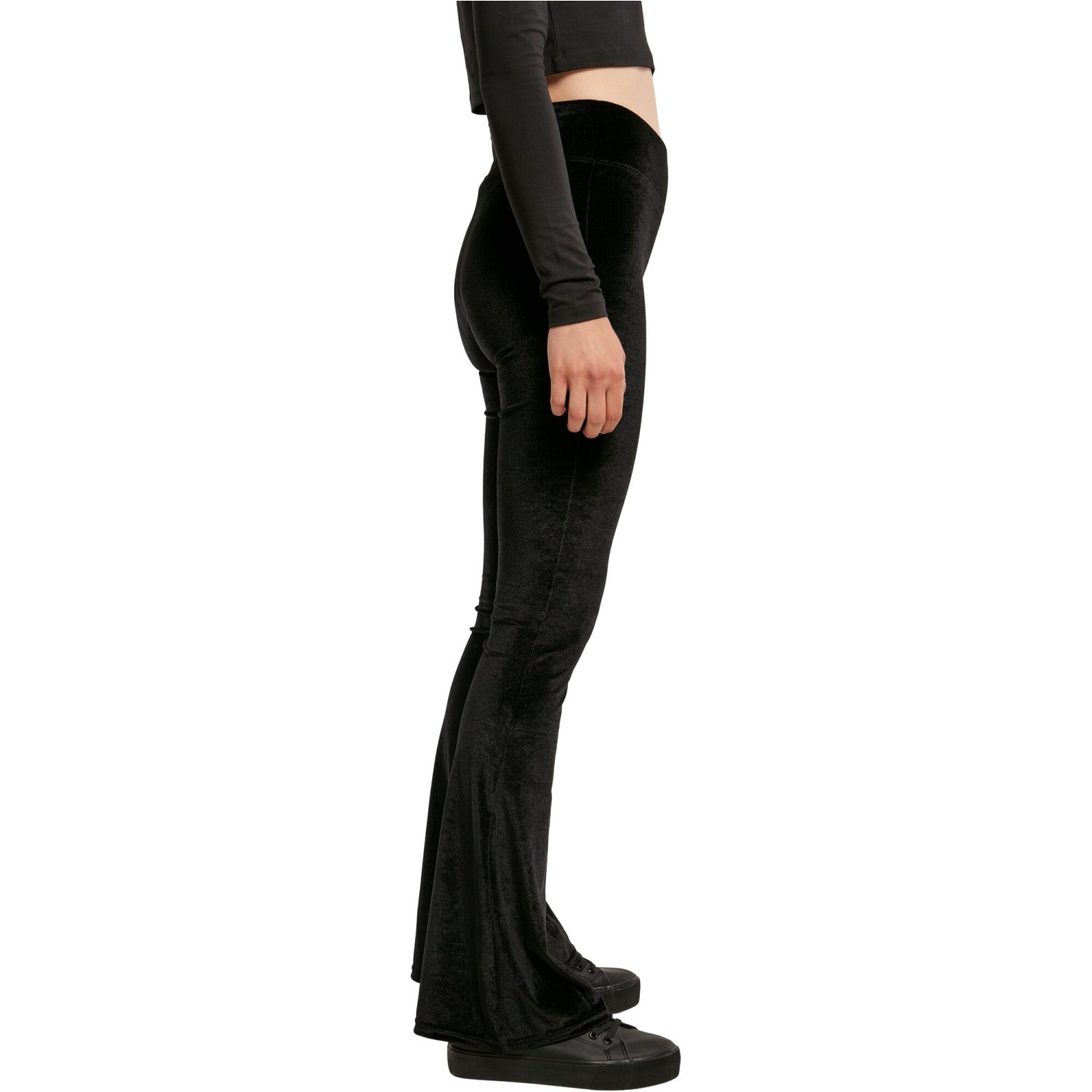 Urban Classics Ladies - High Waist Velvet Boot Cut Leggings