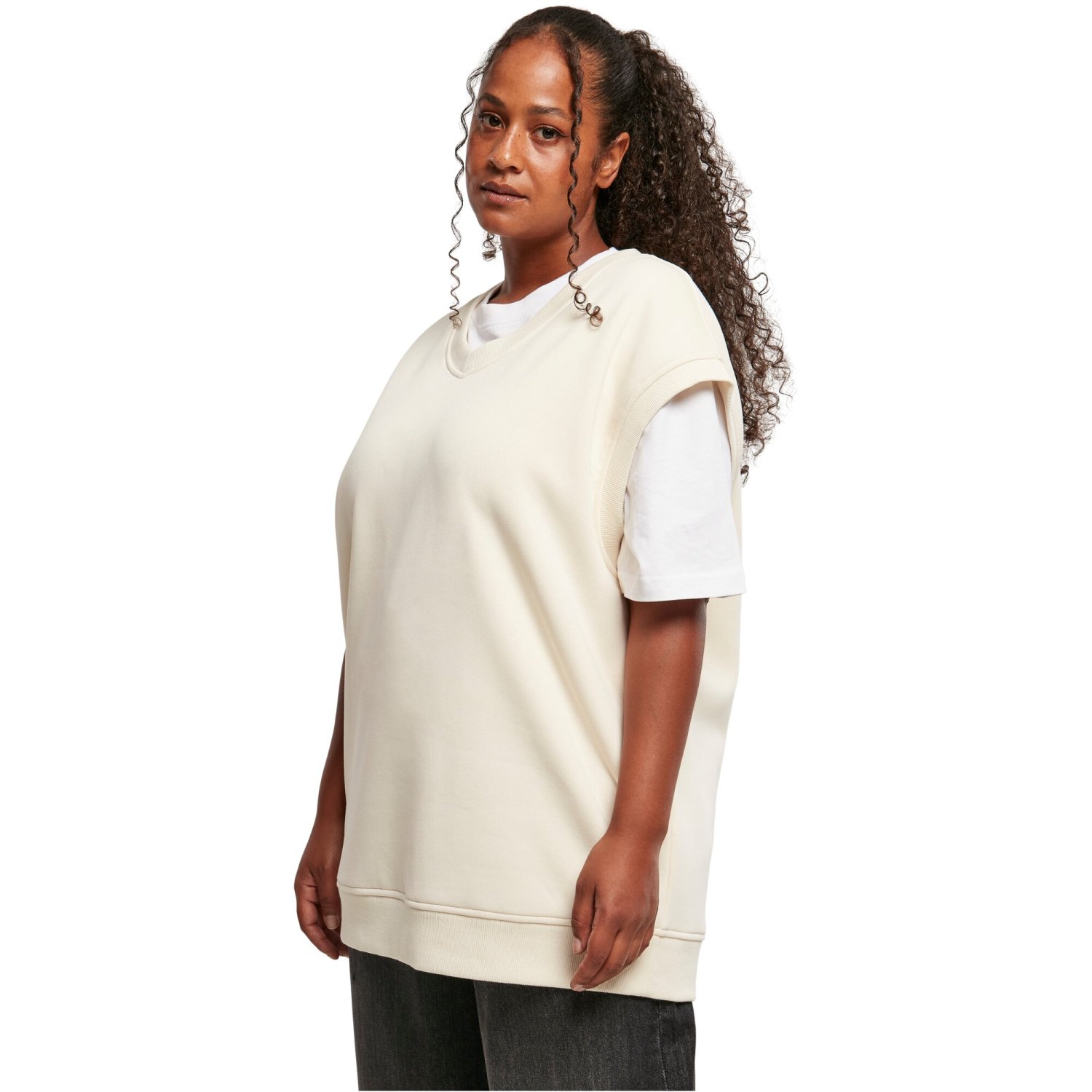 Urban Classics Ladies - Oversized Sweat Slipover whitesand