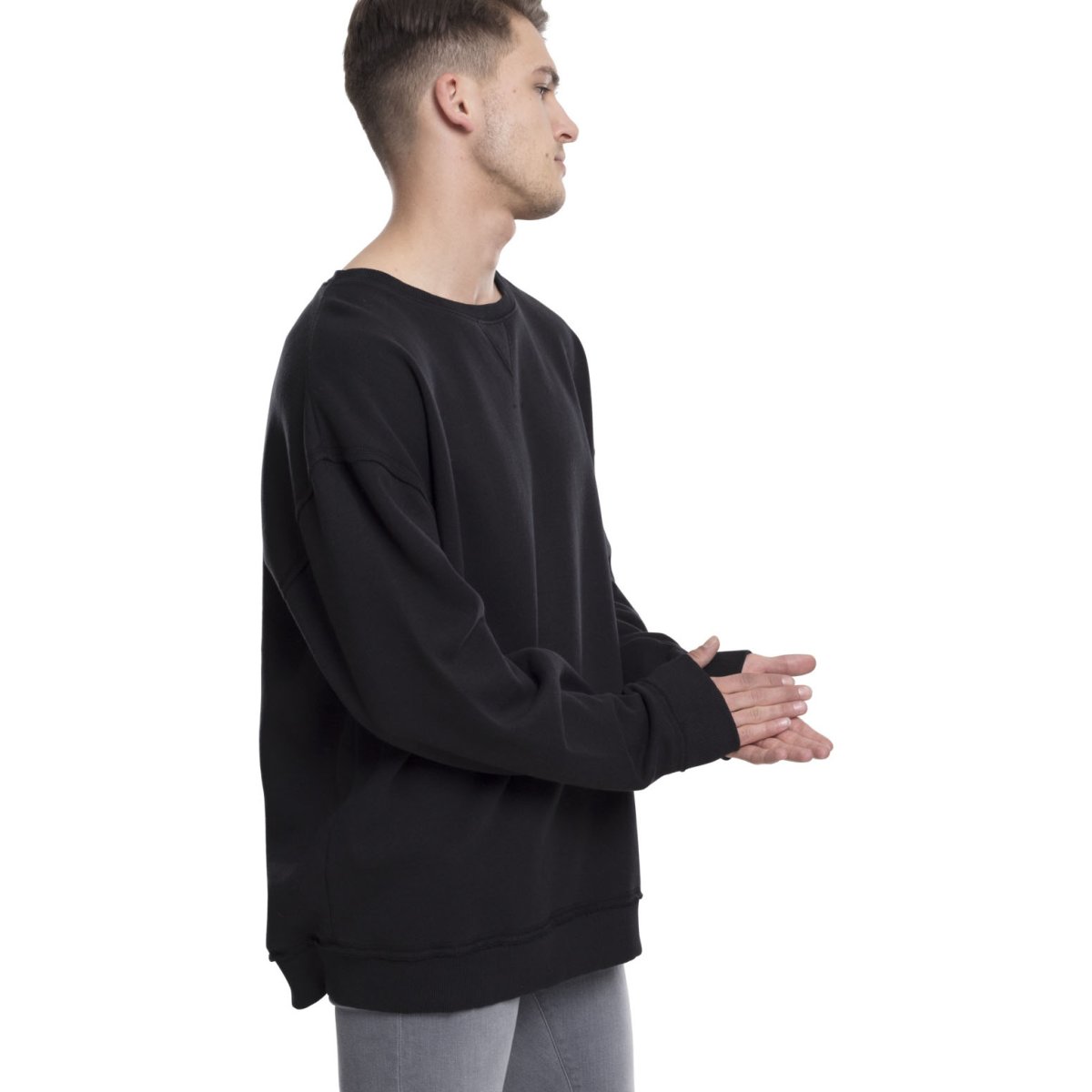Urban Classics - Oversized Open Edge Sweater noir