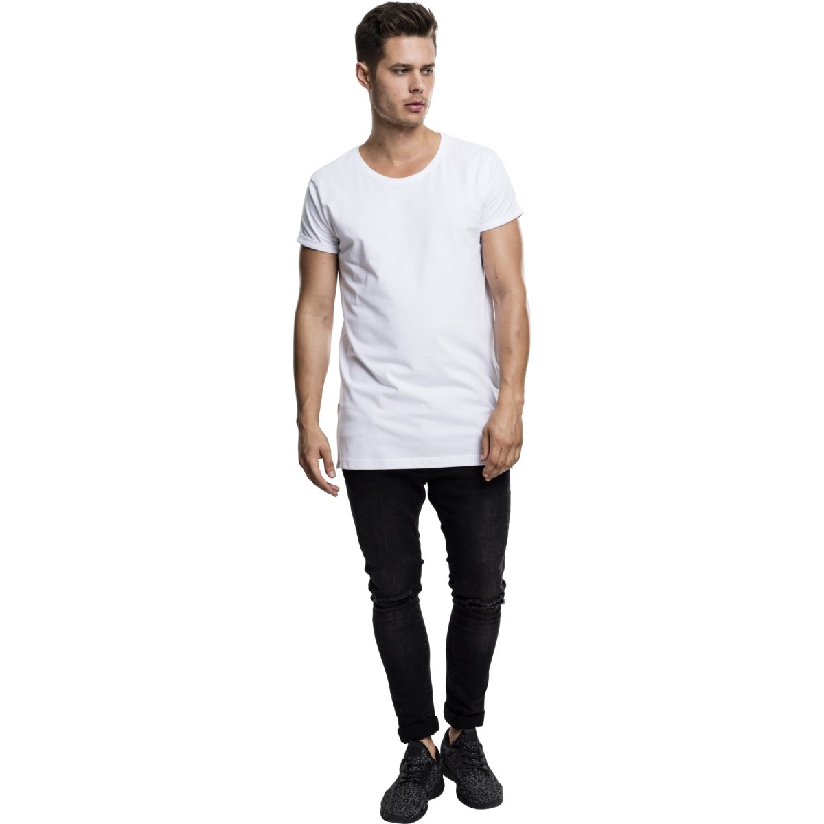 Urban Classics - ZIPPED SHAPED Long Tee blanc