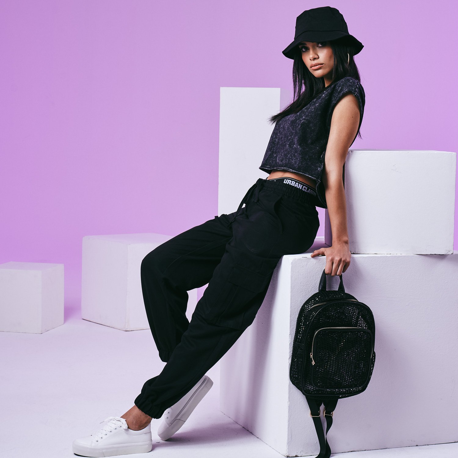 Urban Classics Ladies - CARGO Loose-Fit Twill Sweatpants