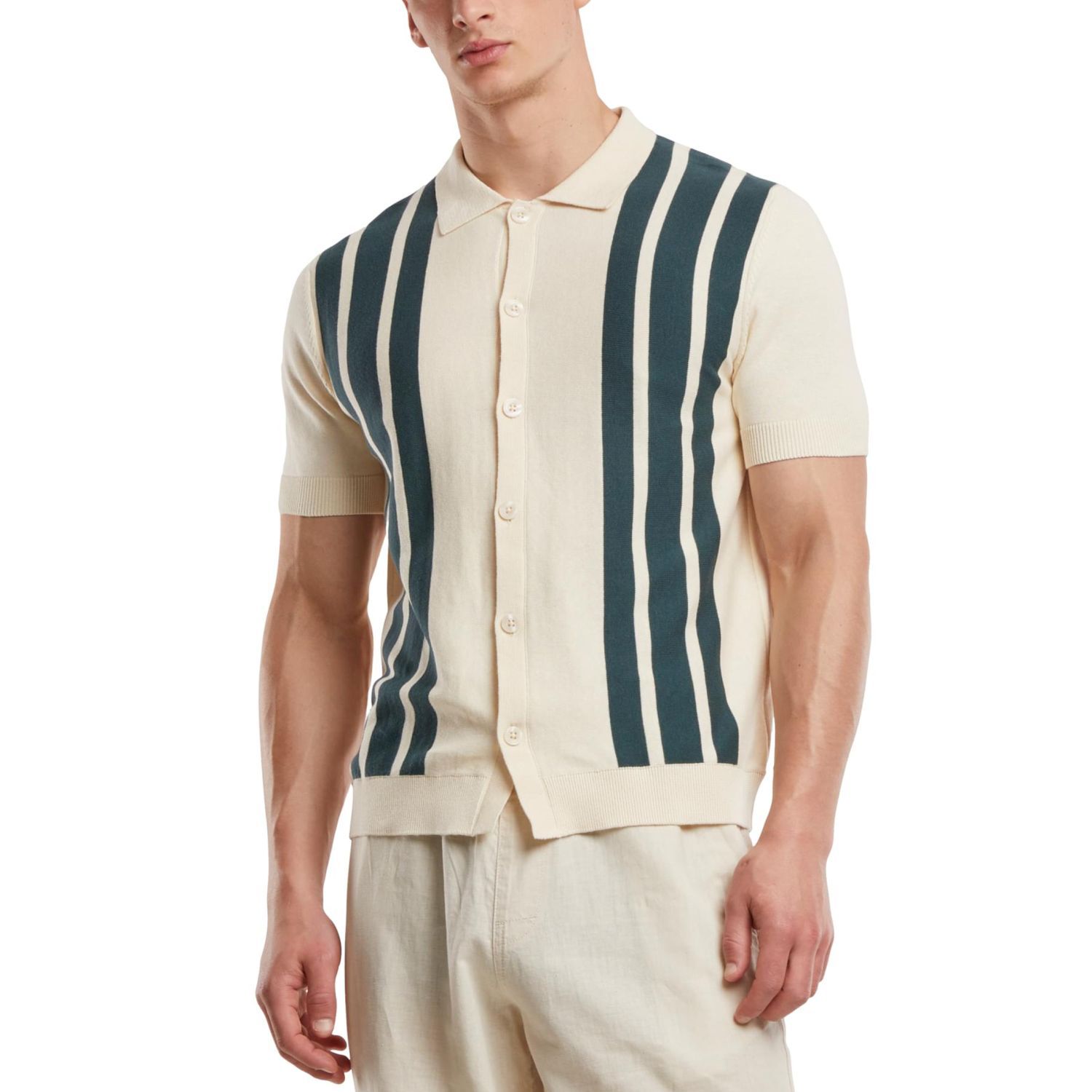 Urban Classics - Chemise rétro en tricot white sand