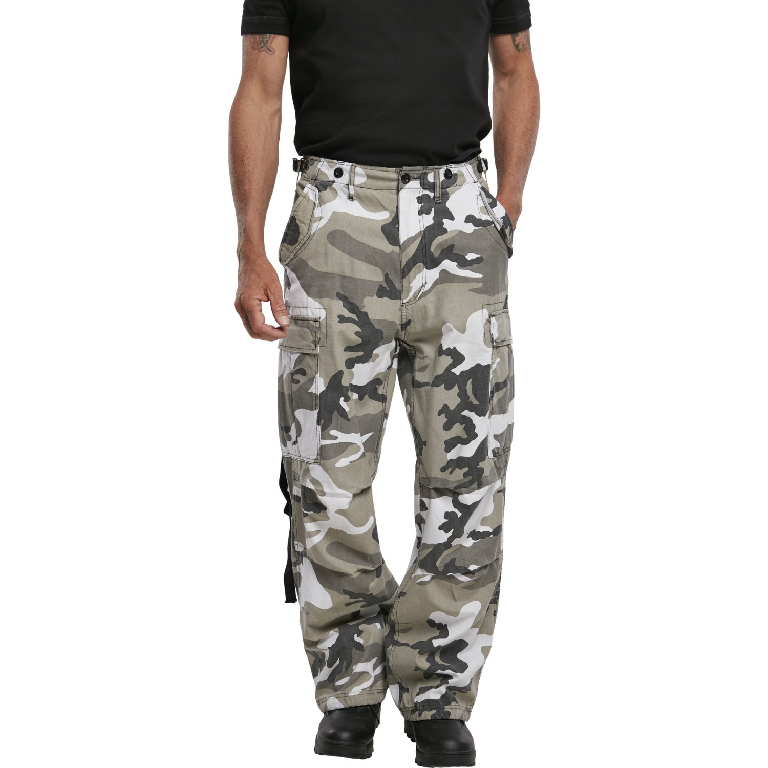 Brandit M65 Vintage Cargo Army Trousers snow camo
