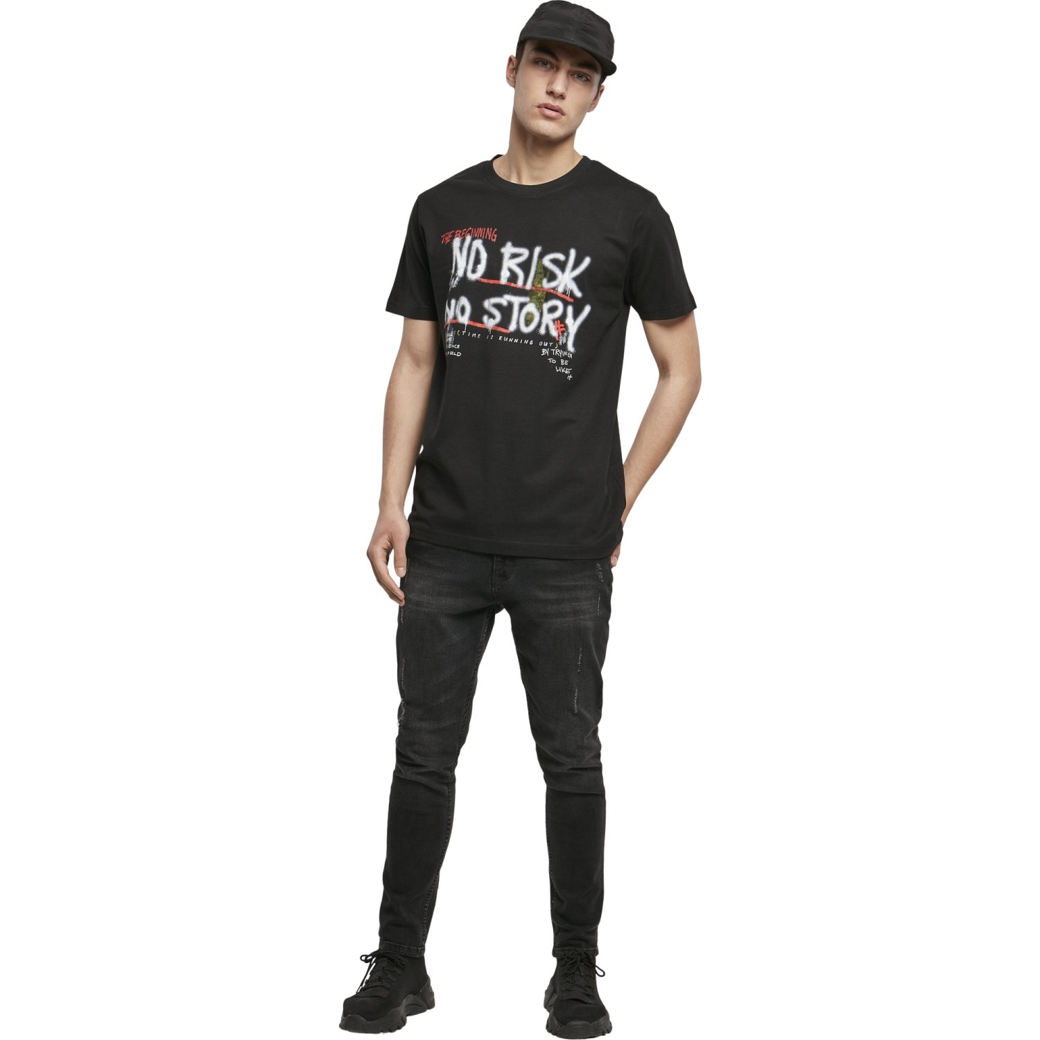 Mister Tee Grafik Shirt - NO RISK NO STORY schwarz