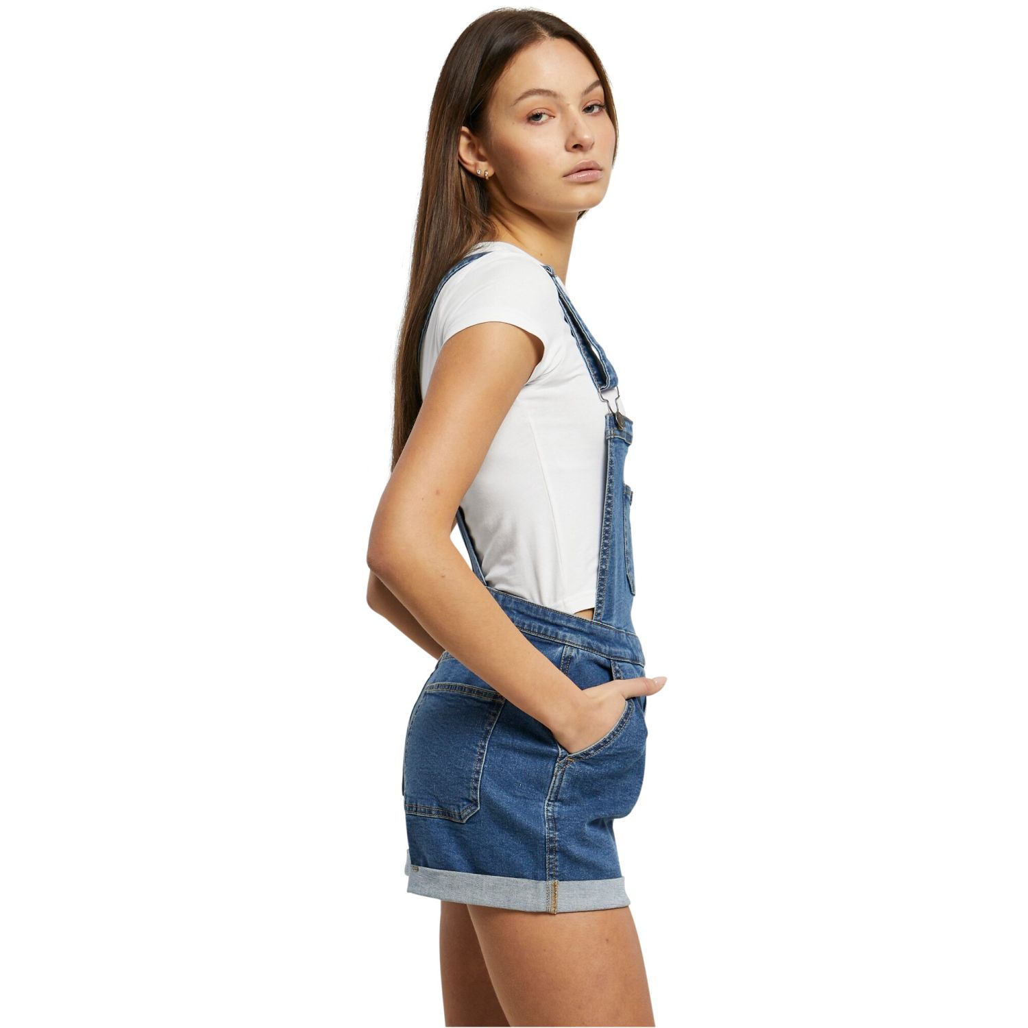 Urban Classics Ladies - Short Dungaree Salopette clearblue