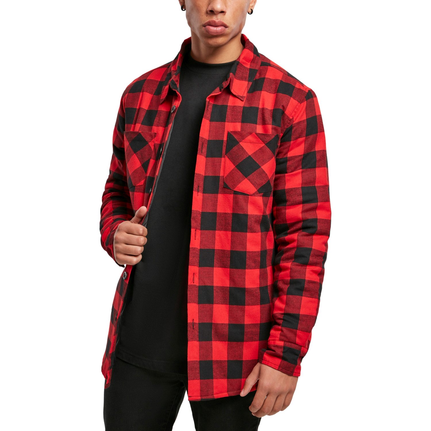 Urban Classics - Padded Check Flannel  Button Up red