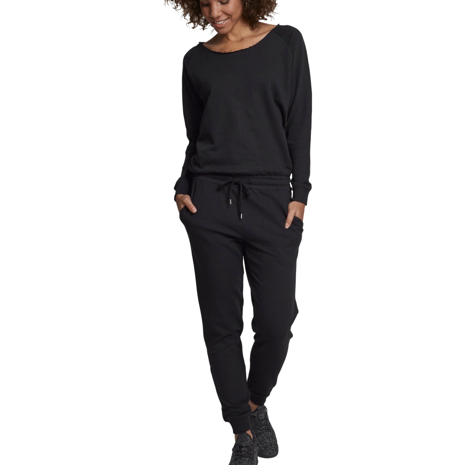 Urban Classics Ladies - Terry Longsleeve Jumpsuit noir