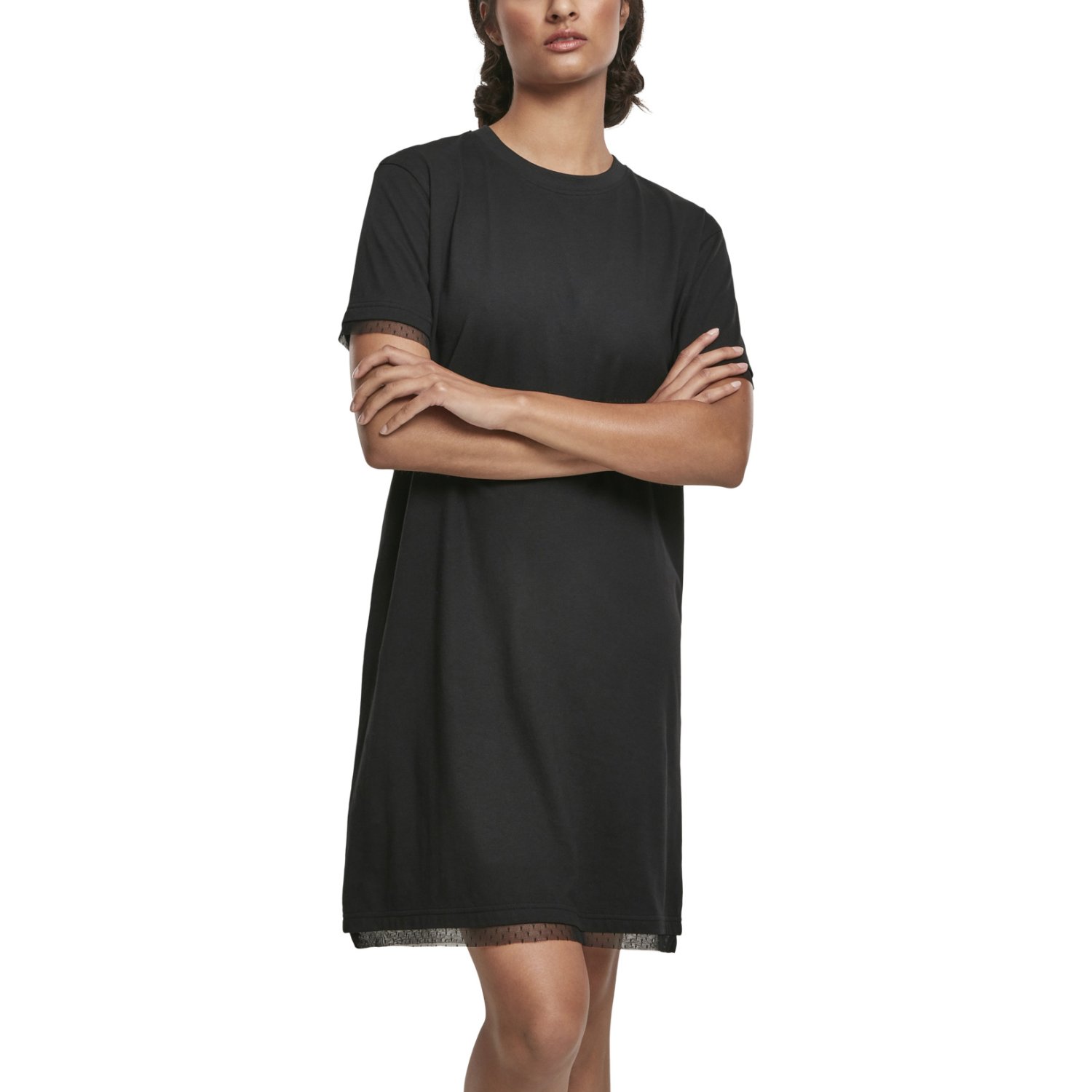 Urban Classics Ladies - Boxy Lace Hem Dress black