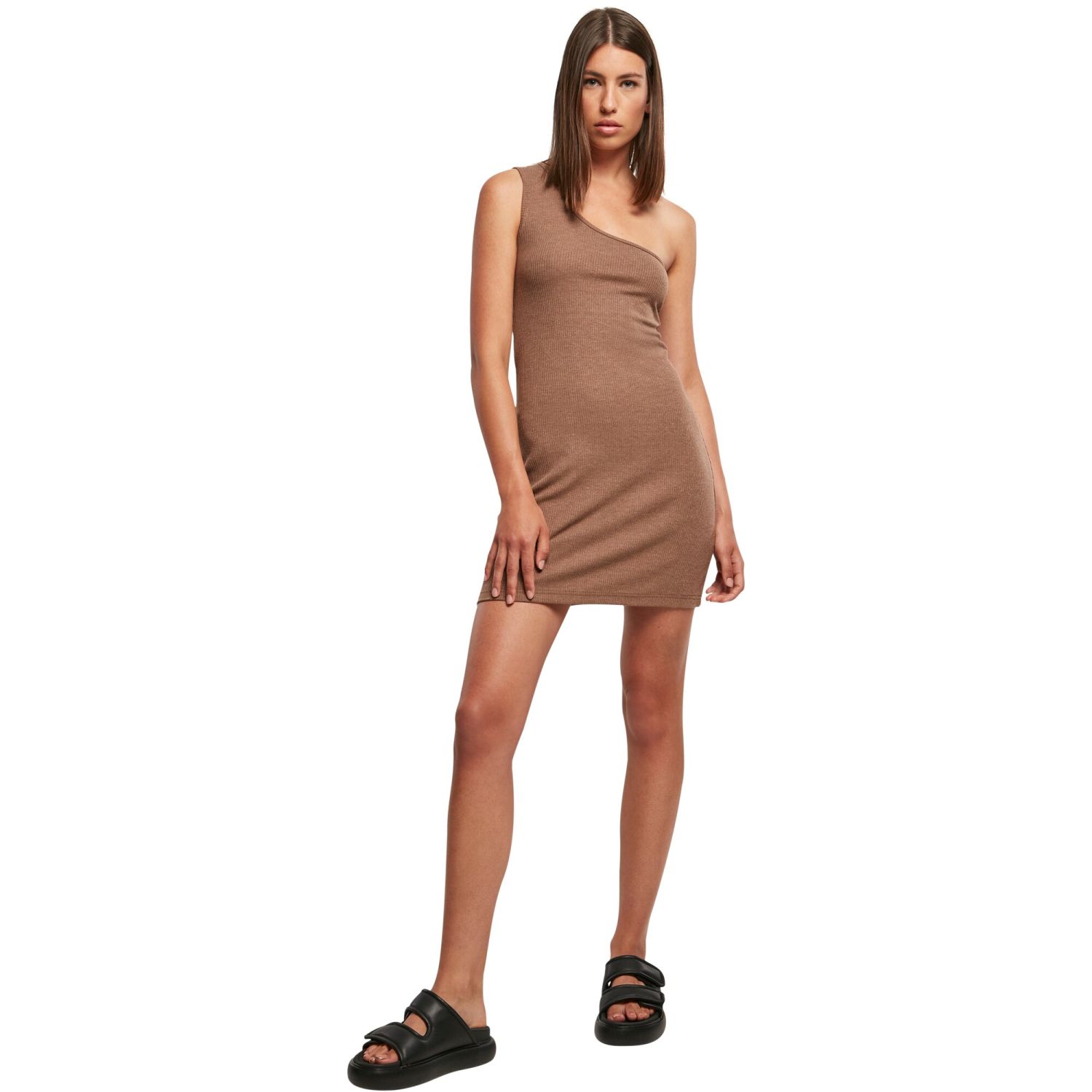 Urban Classics Femme - One Shoulder Rib Robe khaki