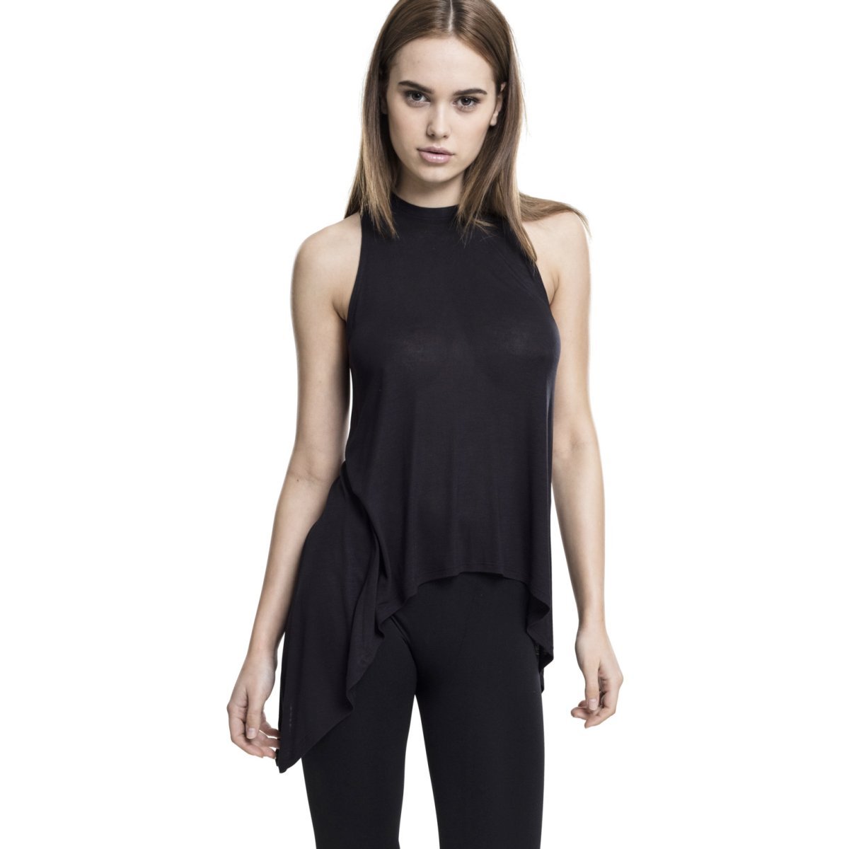 Urban Classics Ladies - HiLo Viscose Top noir