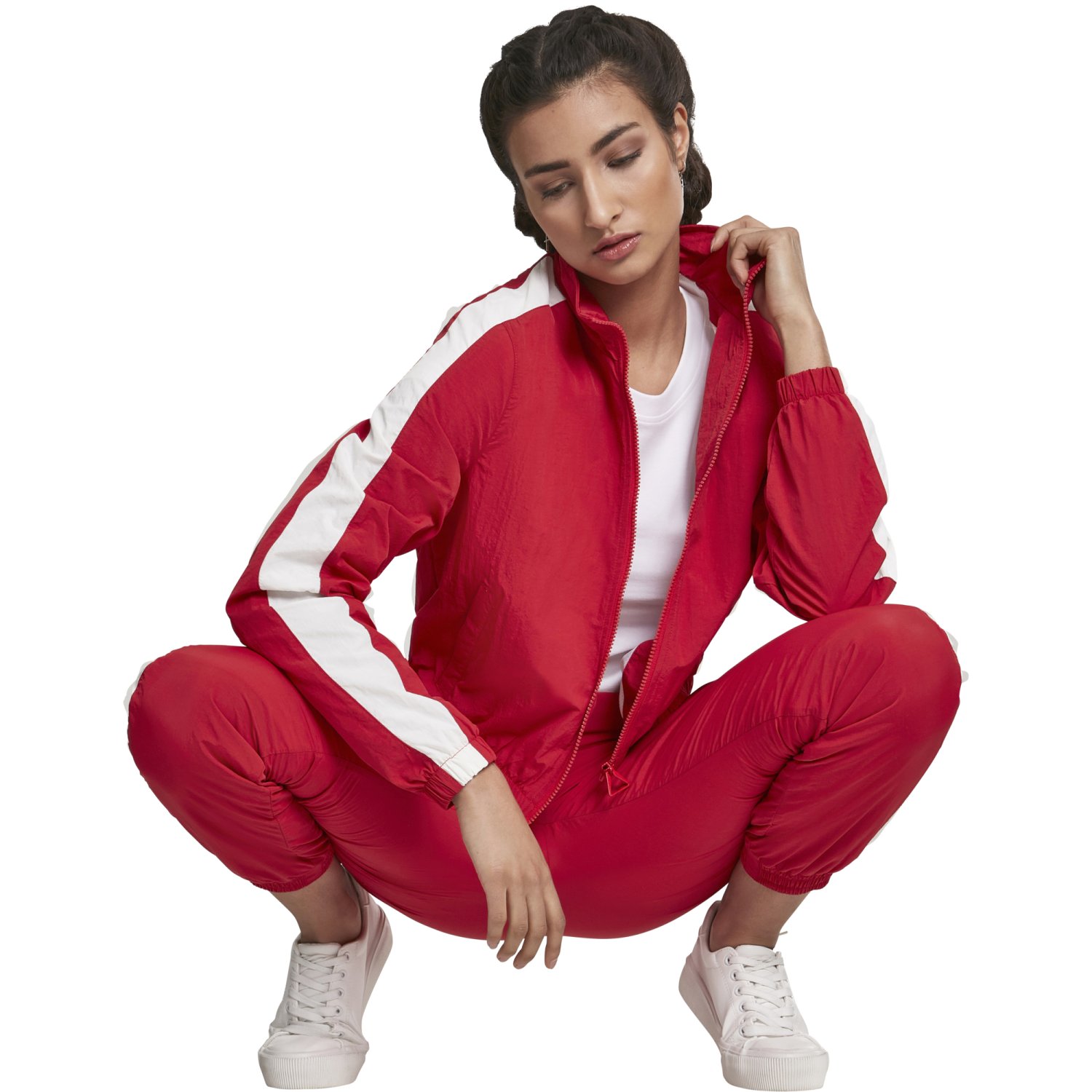 Urban Classics Ladies - CRINKLE Short Track Jacket rouge