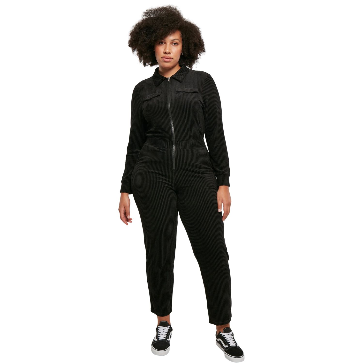 Urban Classics Ladies - Velvet Rib Boiler Suit noir