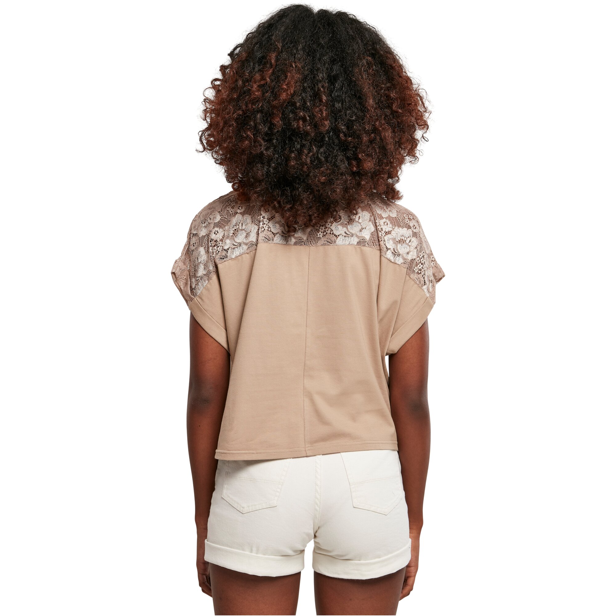 Urban Classics Ladies - Short Oversized Lace Top taupe