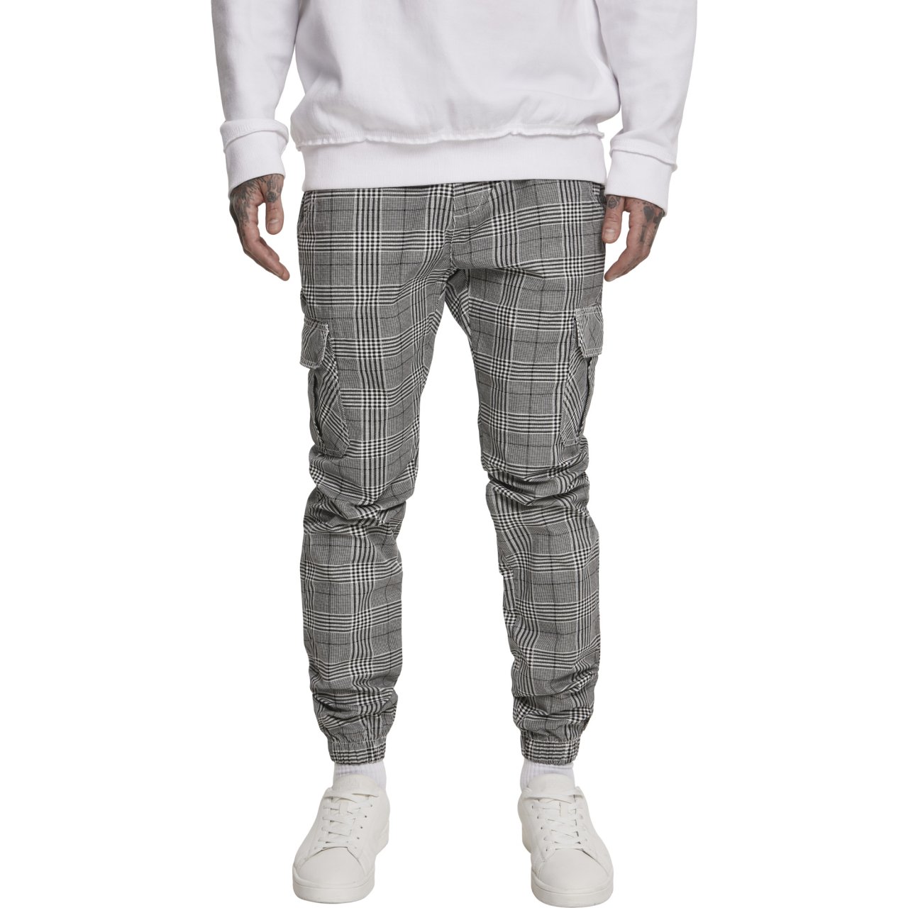Urban Classics - Glencheck Cargo Jog Pants grey
