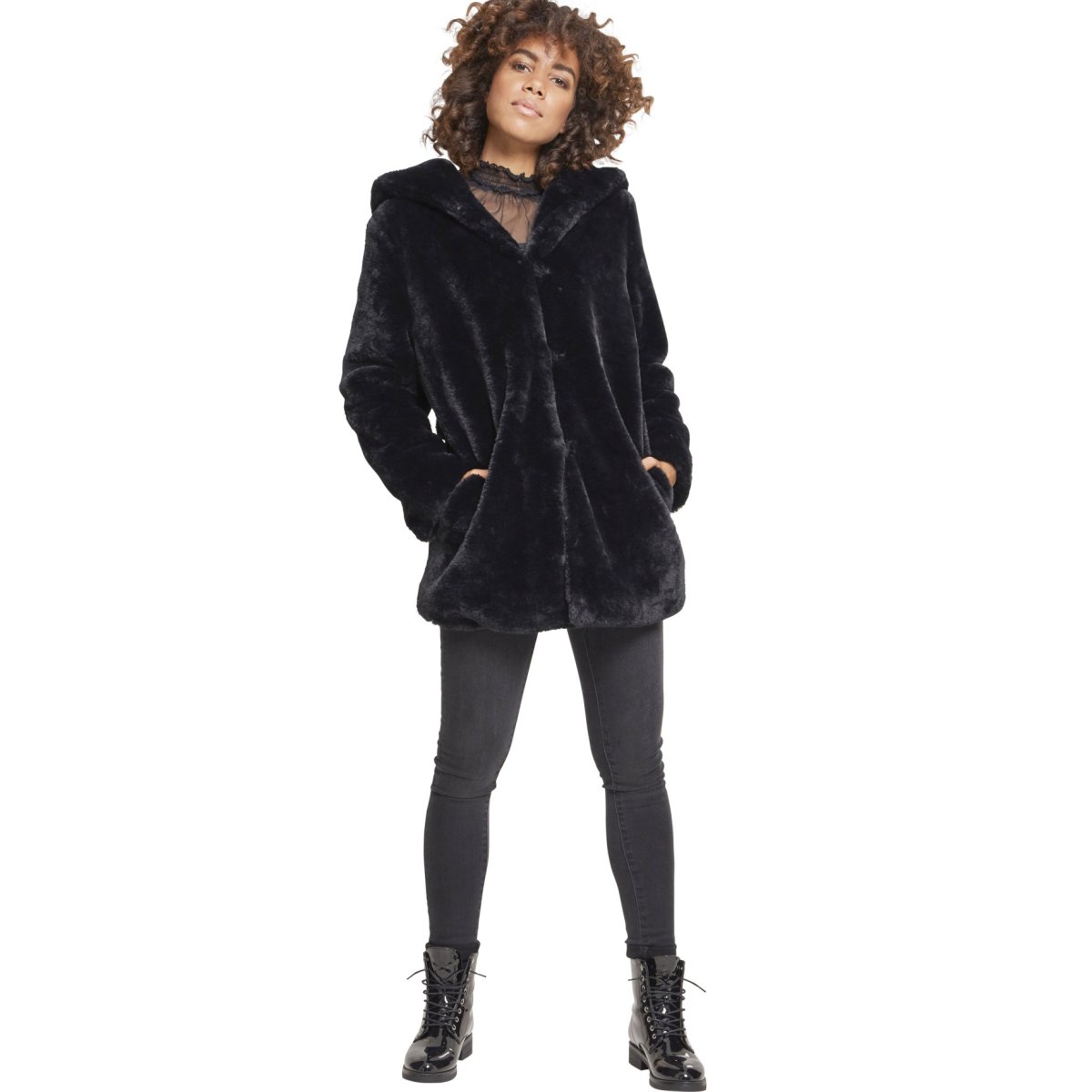 Urban Classics Ladies - Hooded Teddy Winter Mantel