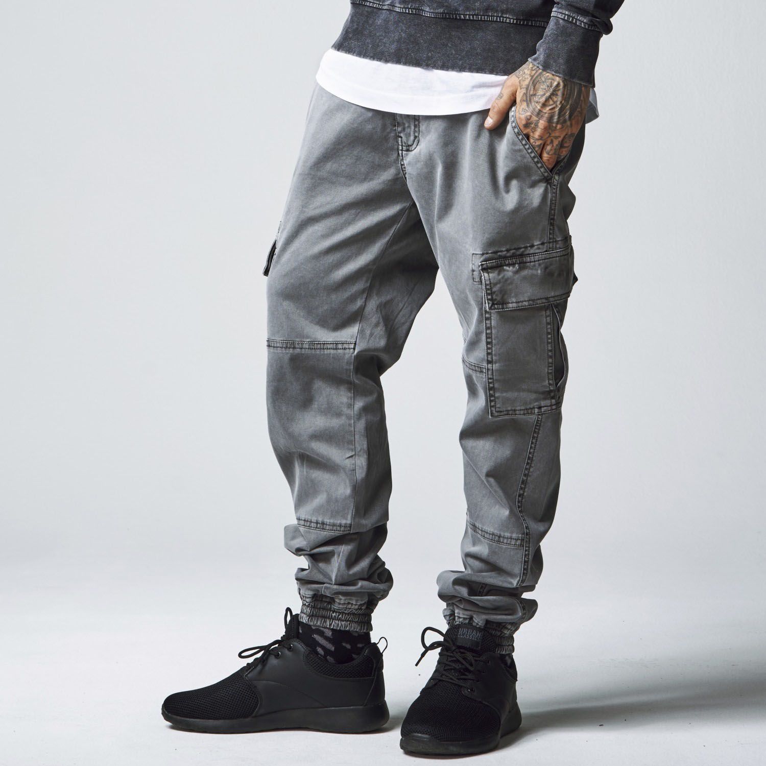 Urban Classics - Washed Cargo Twill Pantalon gris