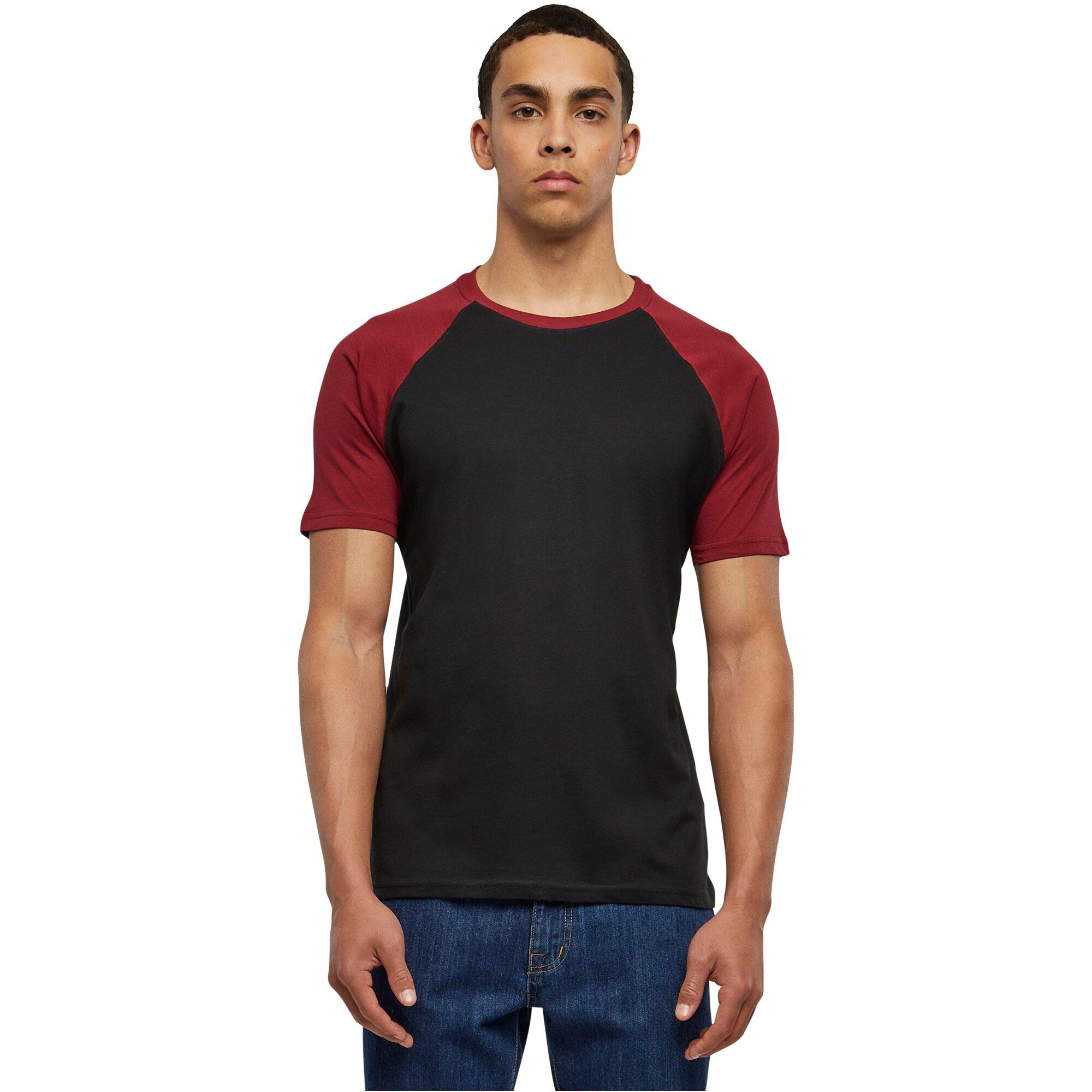 Urban Classics - RAGLAN Contrast T-Shirt black / burgundy