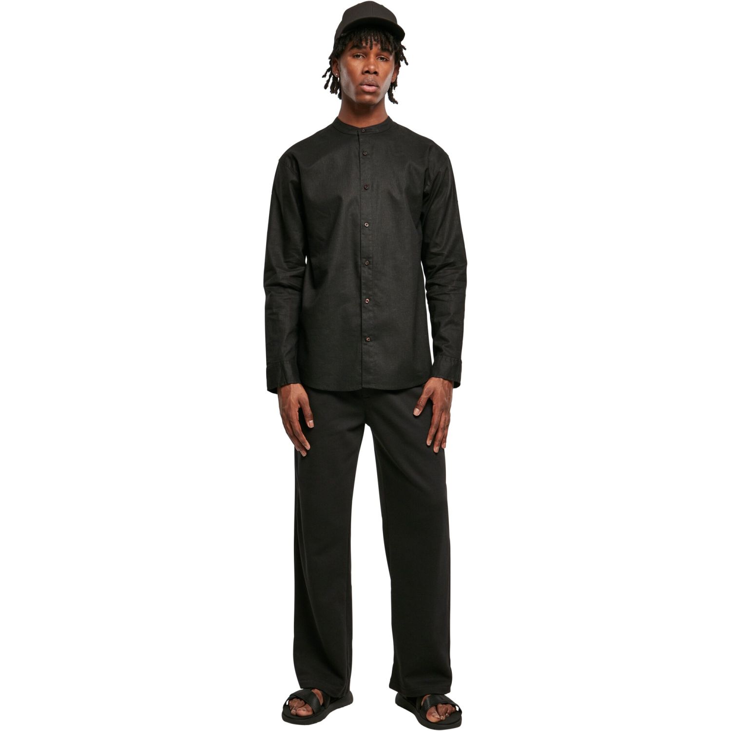 Urban Classics - LEINEN Stehkragen Oversized Hemd