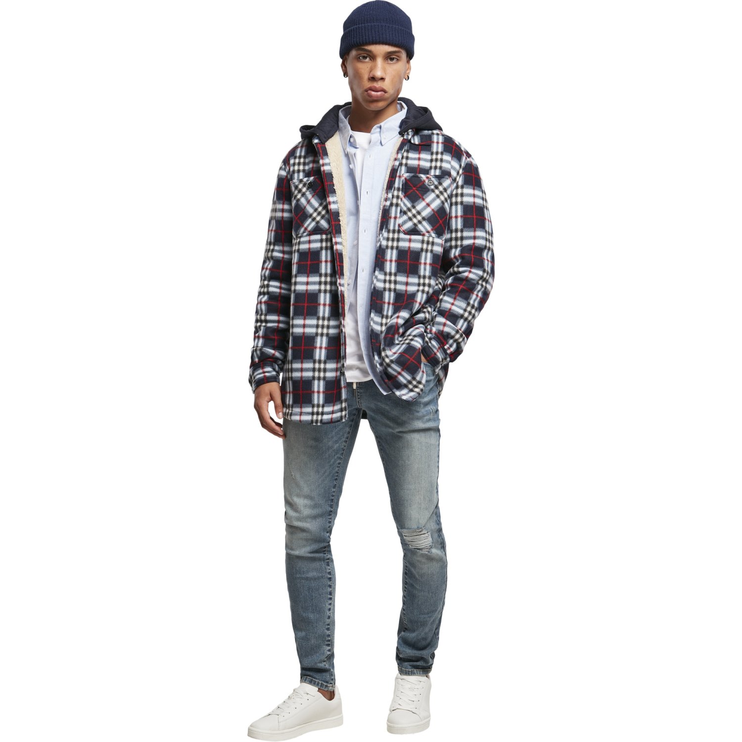 Urban Classics - Hooded Polar Fleece Overshirt navy