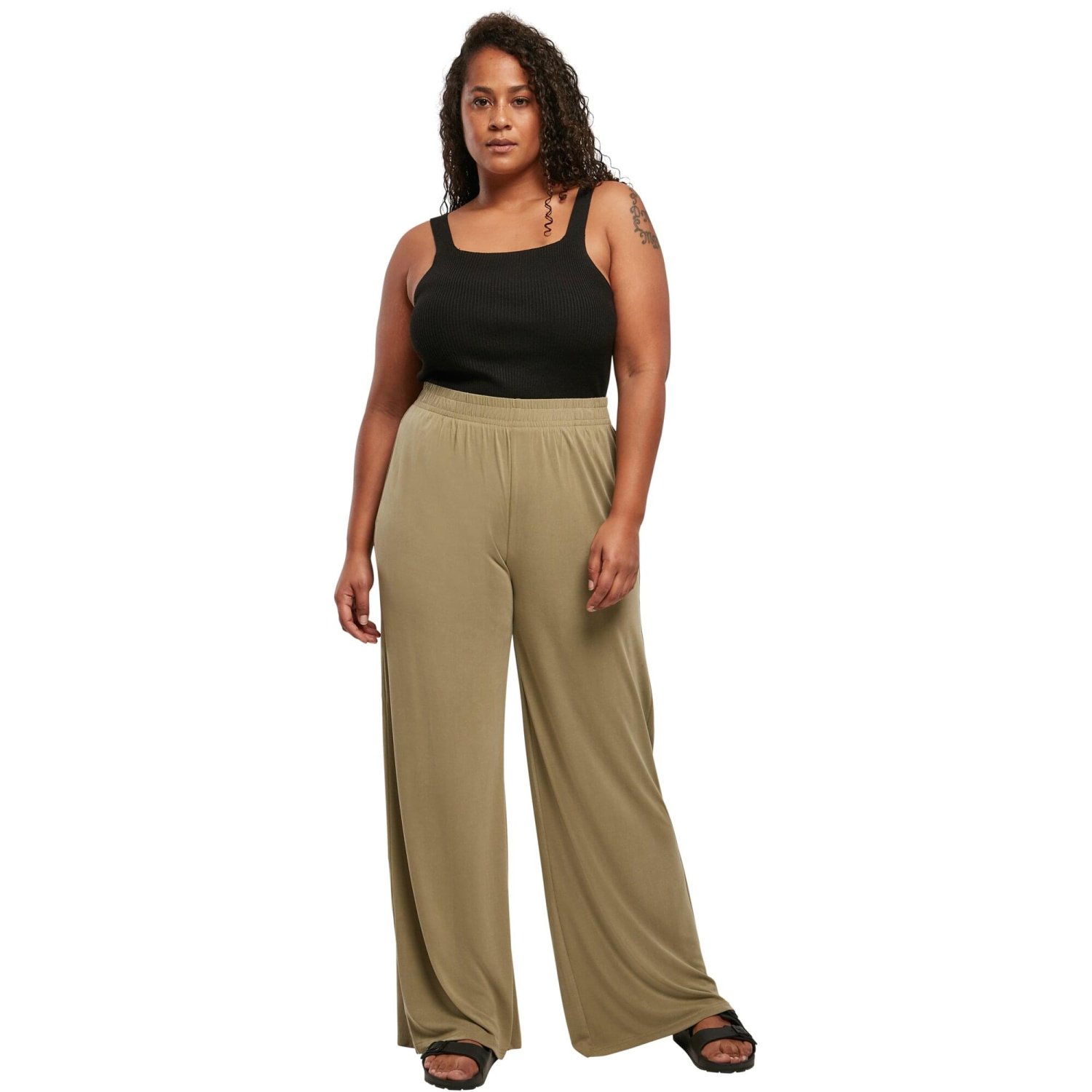 Urban Classics Ladies - Modal Wide Leg Pantalon khaki