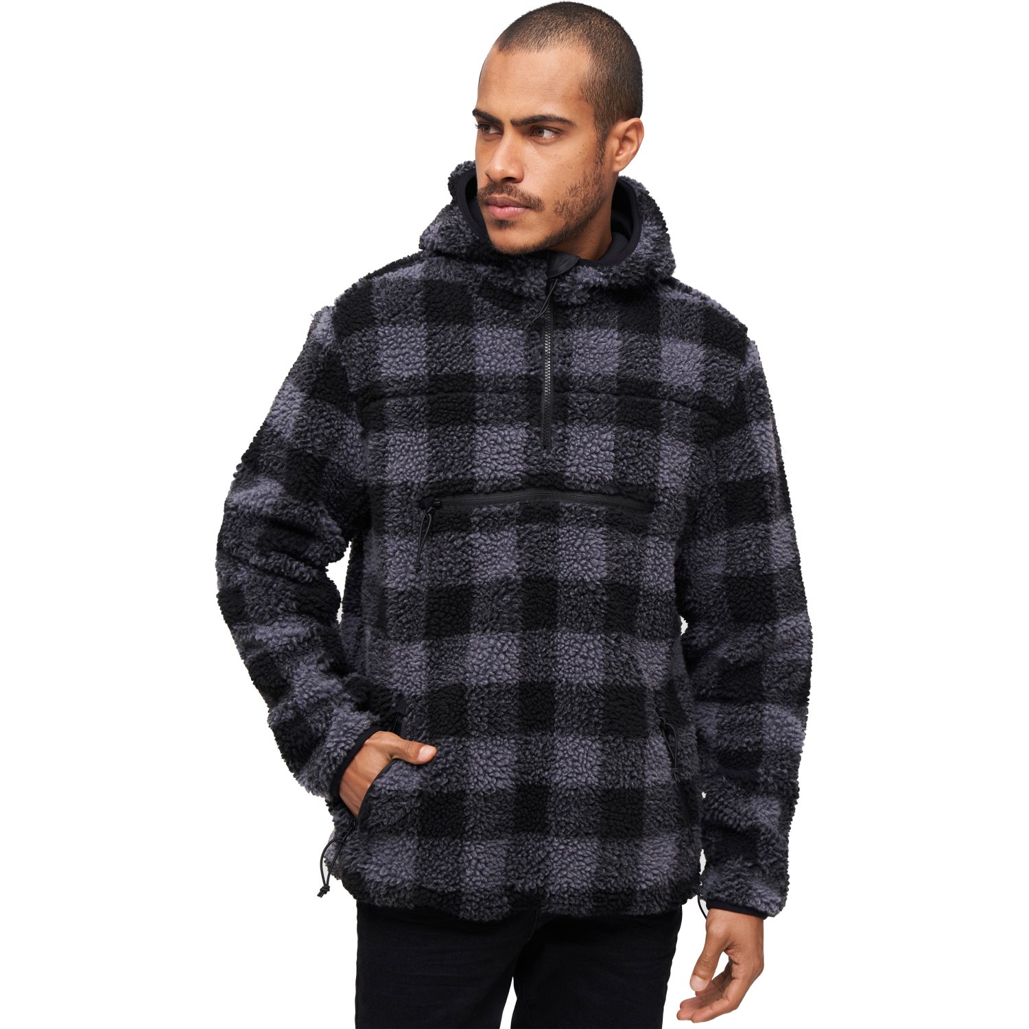 Brandit - Teddyfleece Troyer Worker Sweater noir / gris