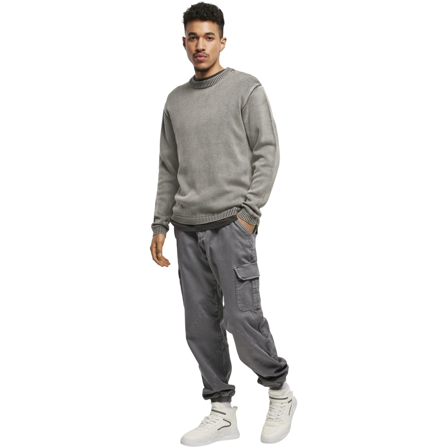 Urban Classics - Washed Knit Sweatshirt asphalt