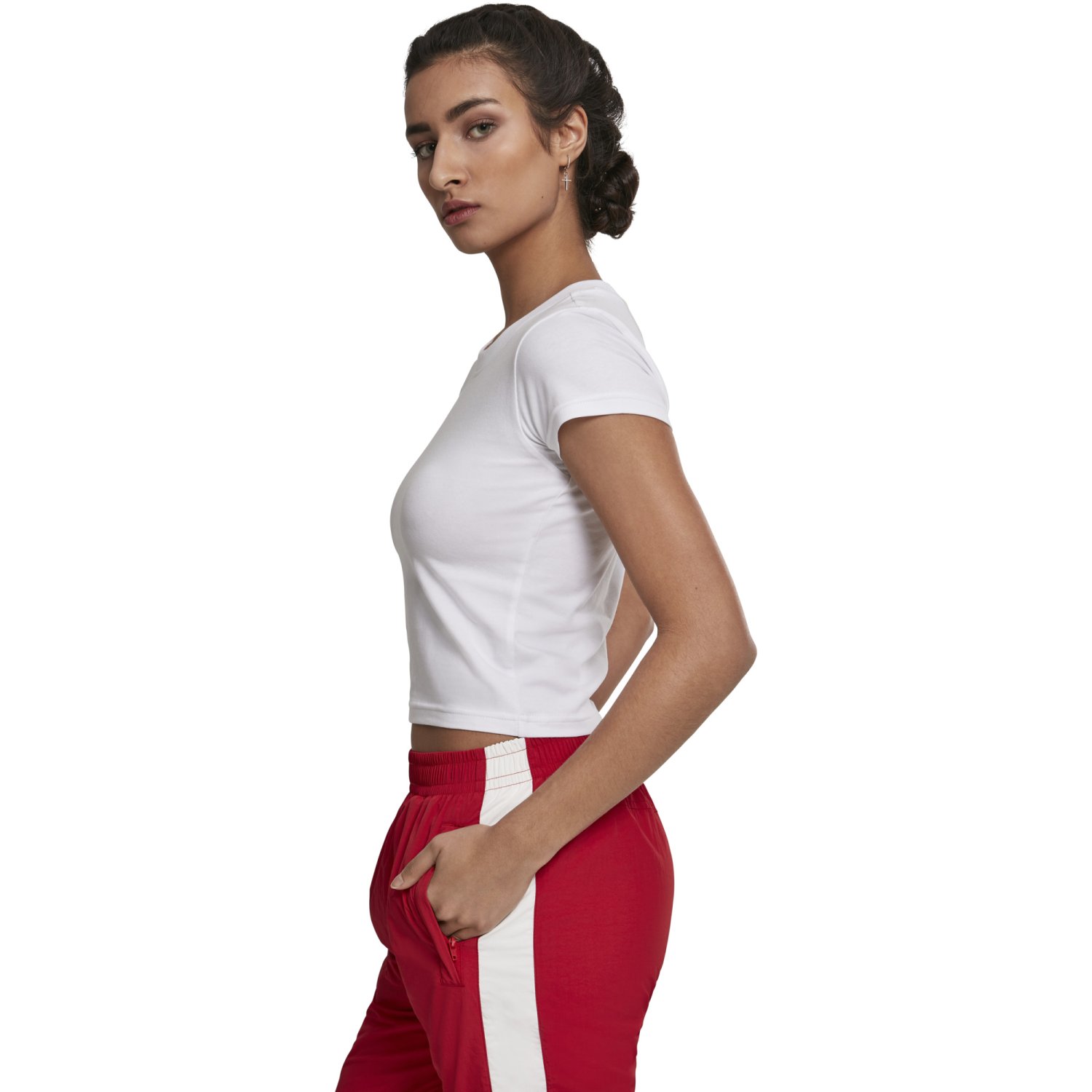 Urban Classics Ladies - Stretch Jersey Cropped Top blanc