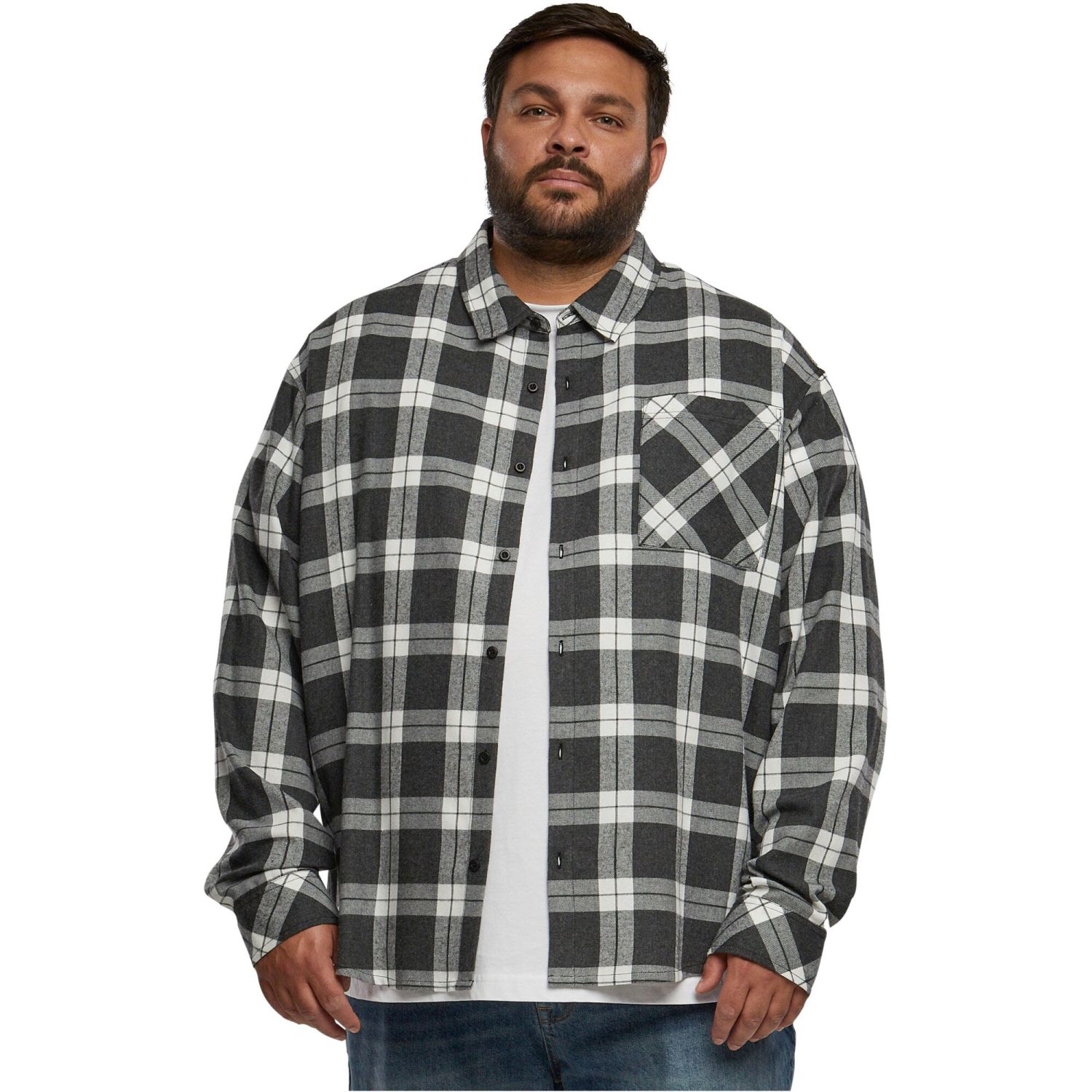 Urban Classics - Boxy Oversized Grey Check Shirt