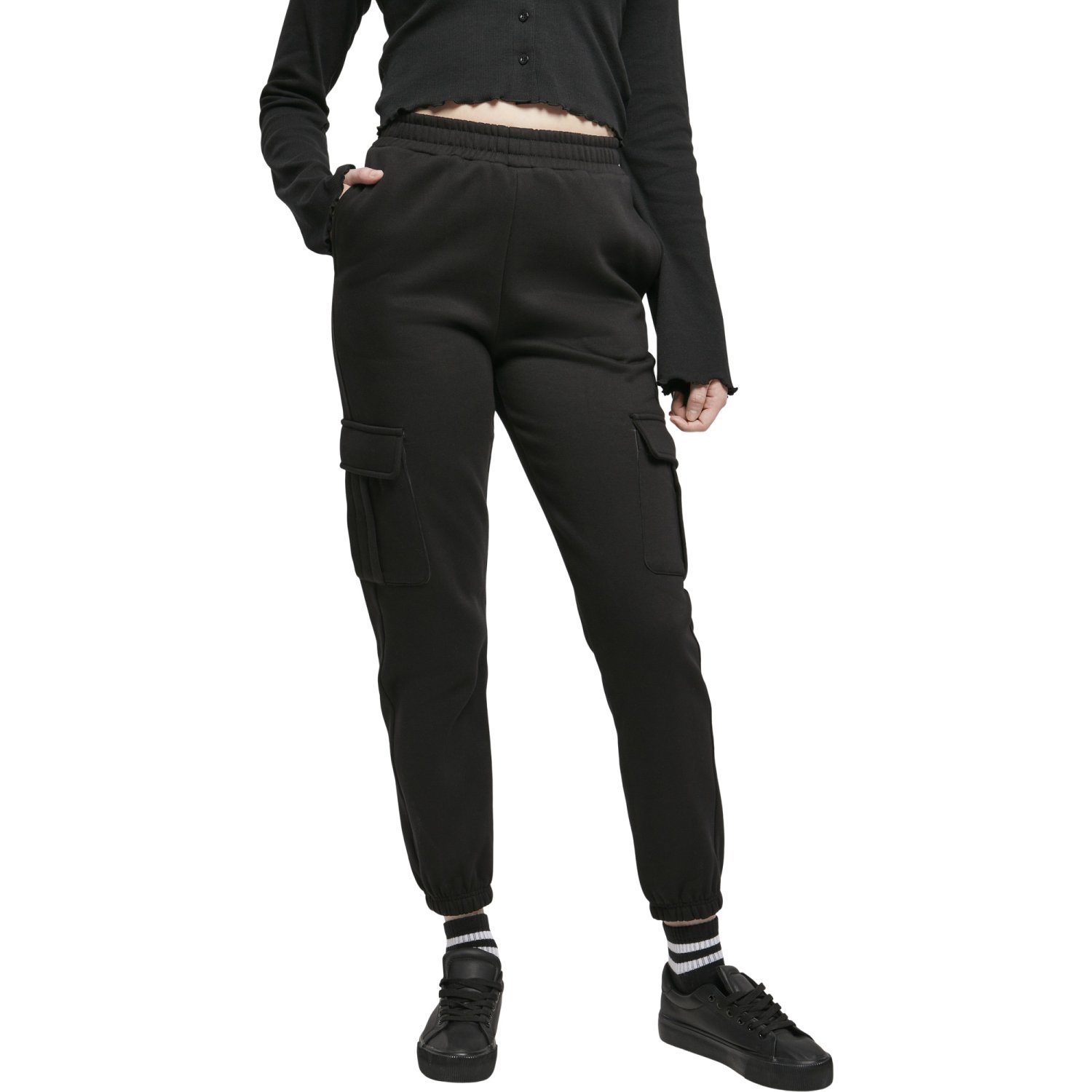Urban Classics Ladies - High Waist Cargo Sweatpants noir
