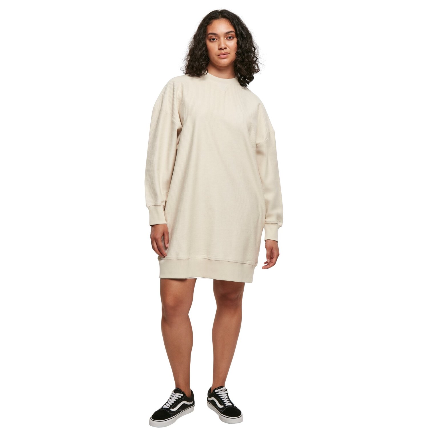 Urban Classics Ladies - Oversized Rib Crewneck Dress beige