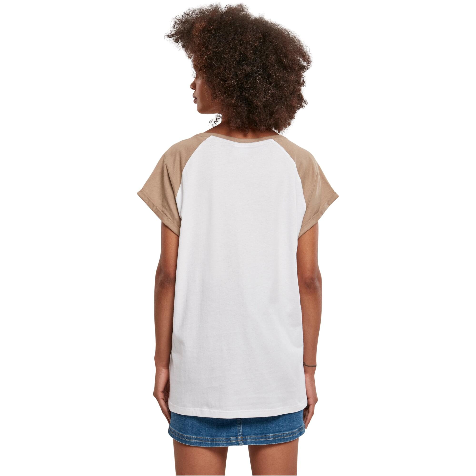 Urban Classics Ladies - RAGLAN Contrast Top blanc / taupe
