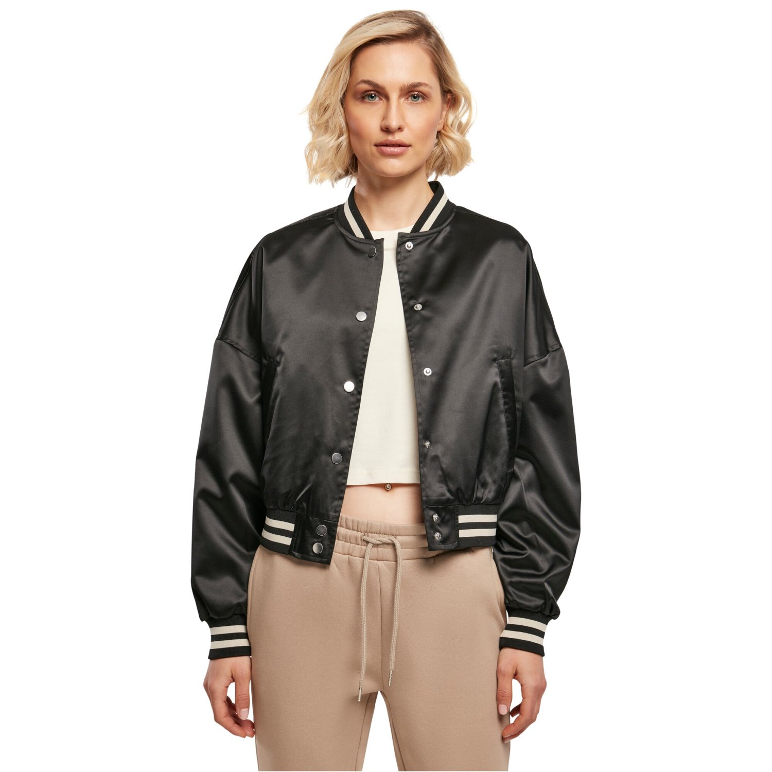 Urban Classics Ladies - Oversized Satin College Veste noir
