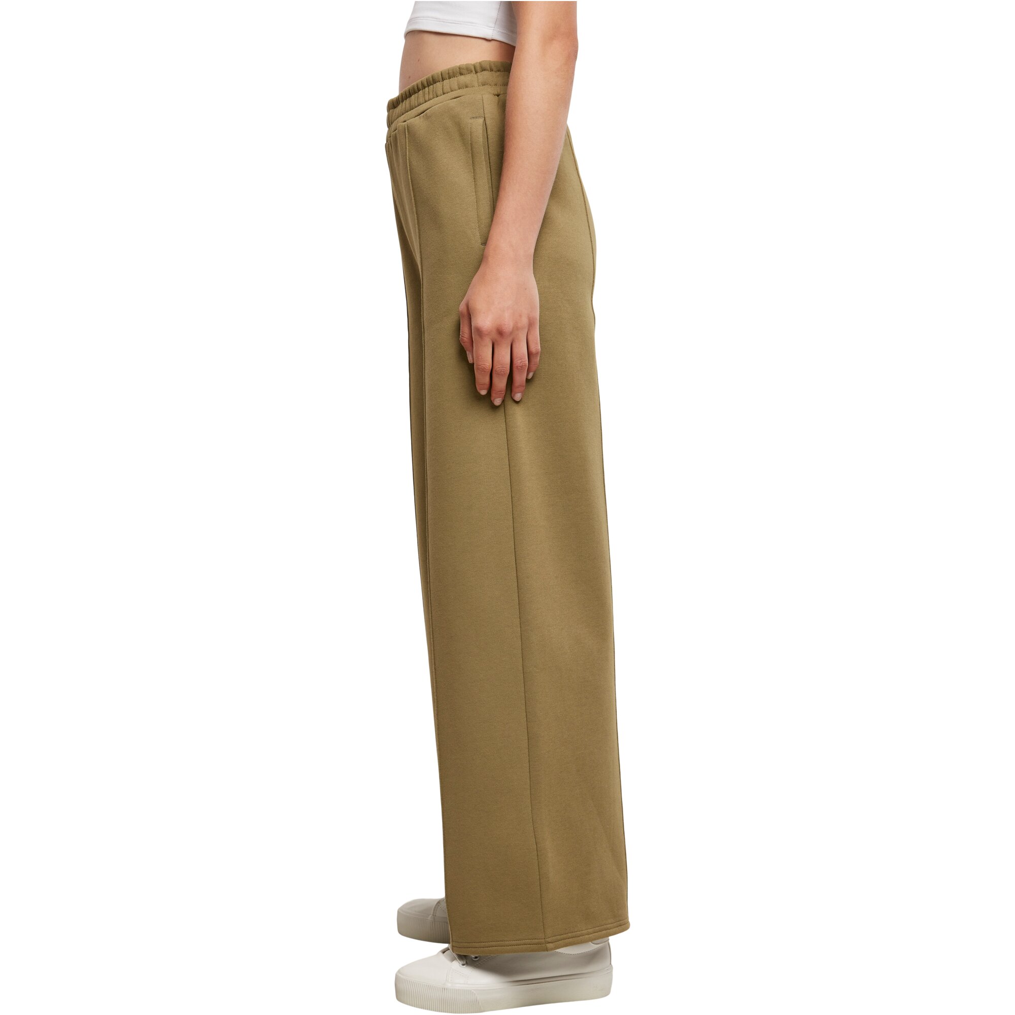 Urban Classics Ladies - Straight Pin Tuck Sweatpants olive