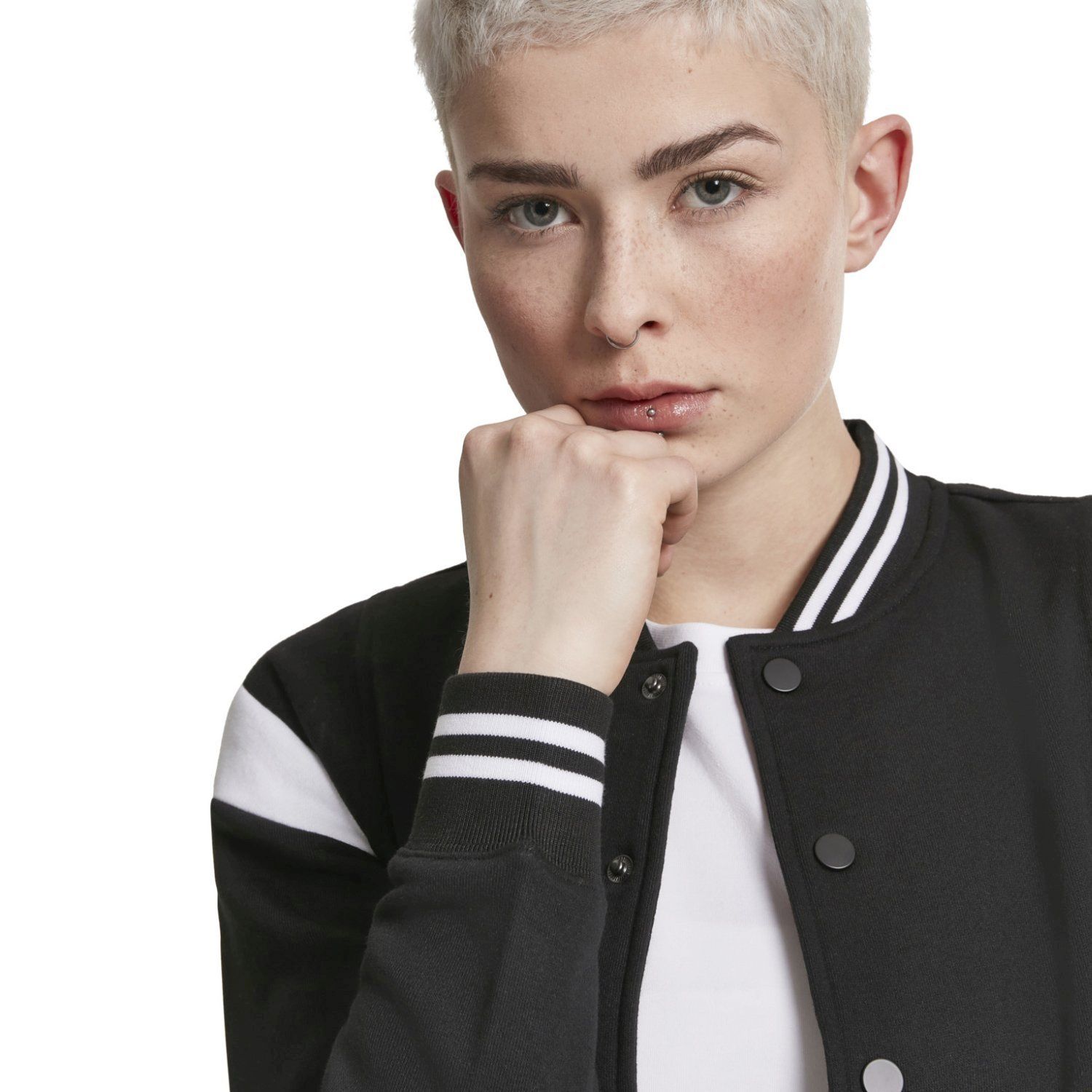 Urban Classics Ladies - INSET College Sweat Jacket black