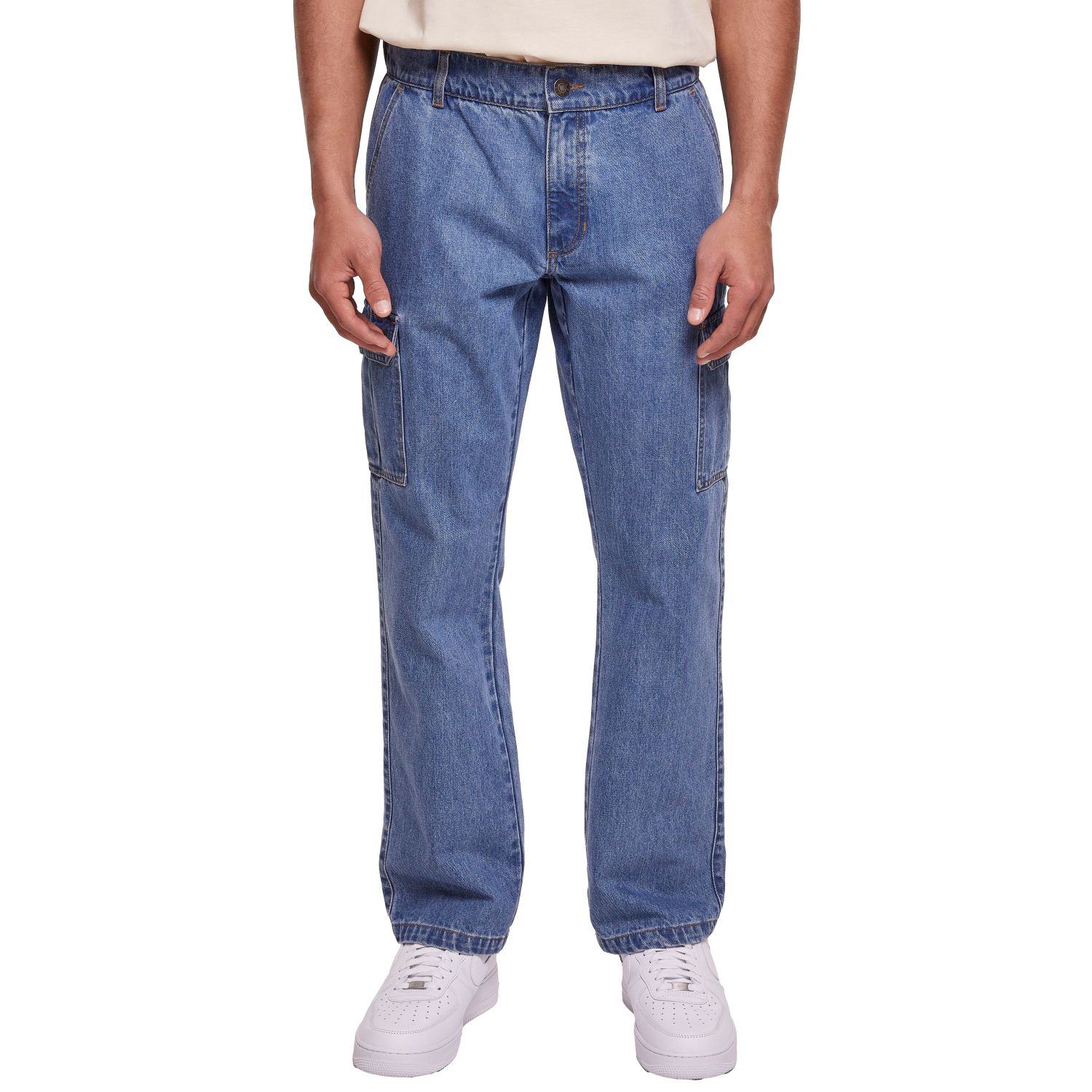 Urban Classics - Straight-Leg Cargo Denim Jeans