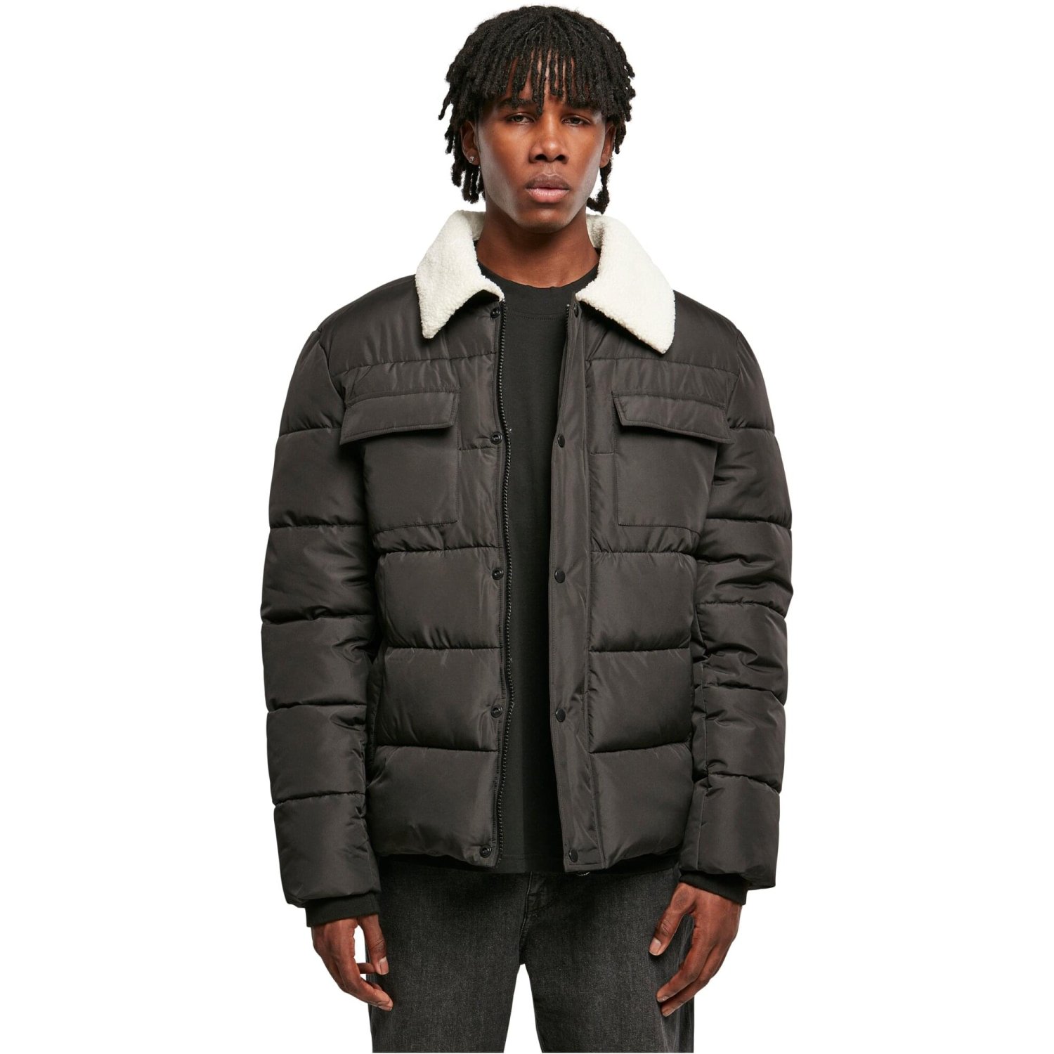 Urban Classics - Sherpa Collar Padded Shirt Jacket