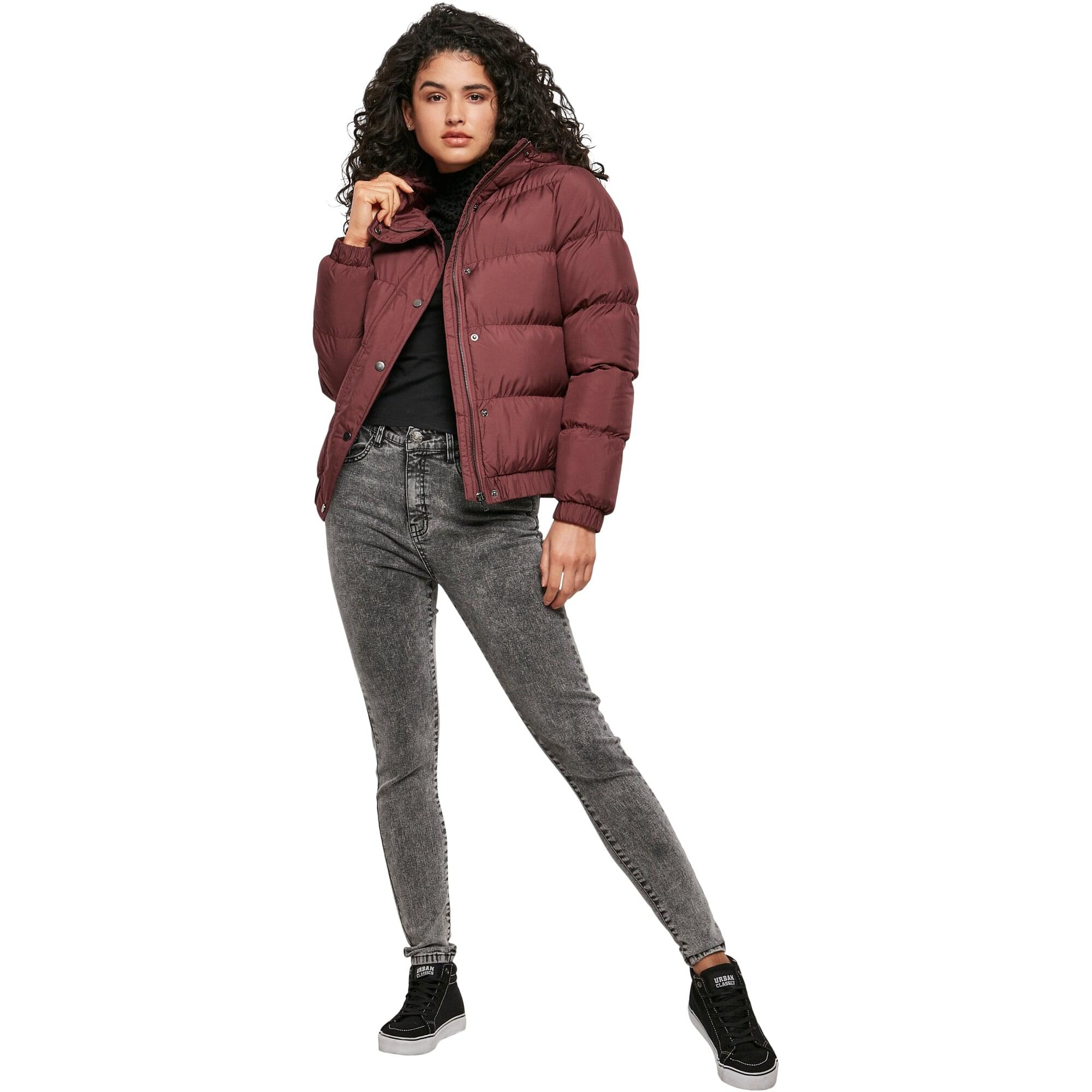 Urban Classics Ladies - Hooded Puffer Winterjacket cherry
