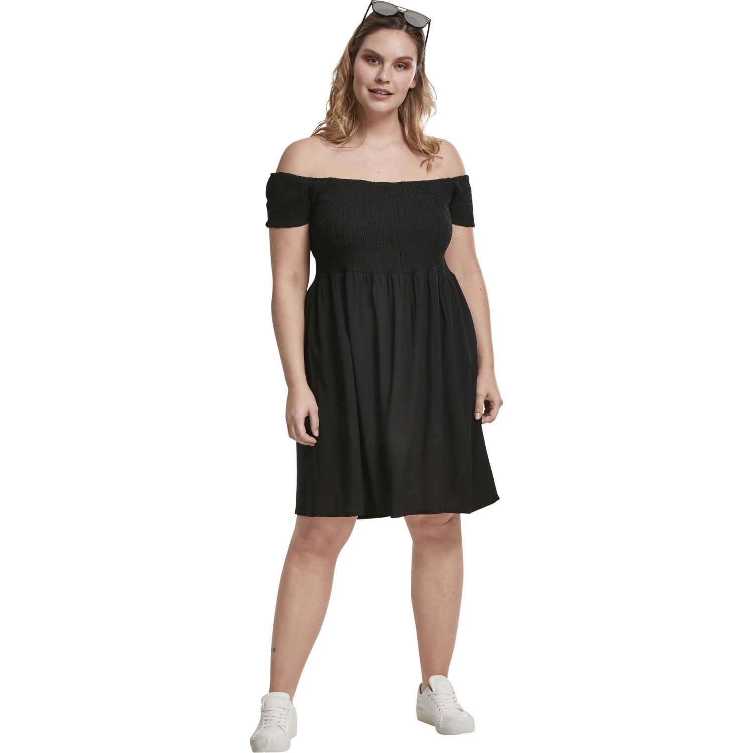Urban Classics Ladies - Smoked Off Shoulder Sommer Kleid