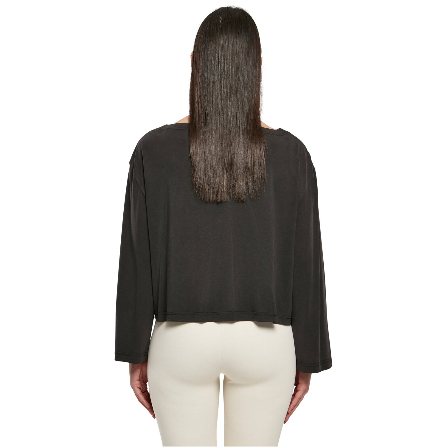 Urban Classics Ladies - Short Modal Bateau Longsleeve noir